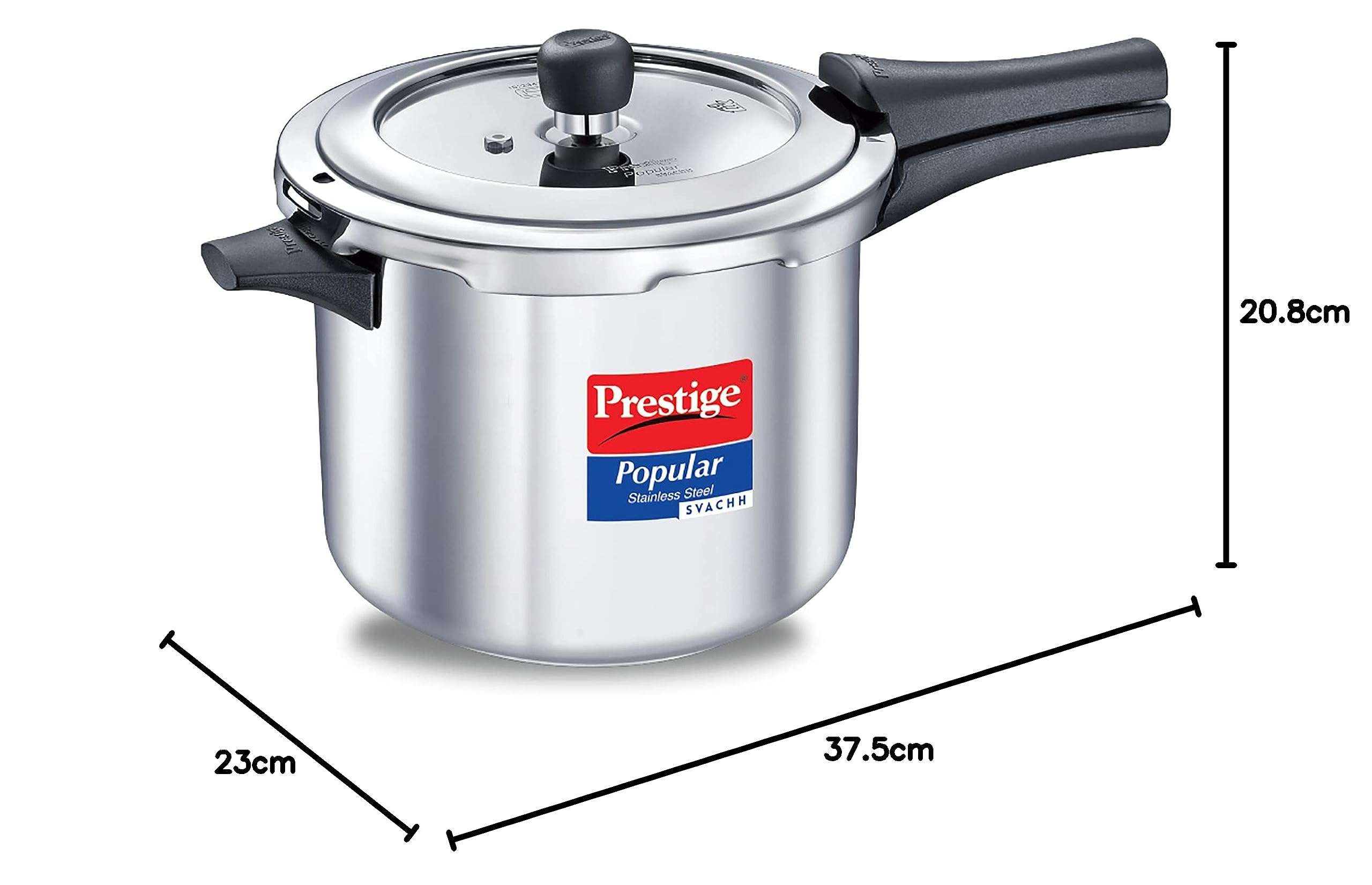 **Prestige Popular Svachh Spillage Control Stainless Steel Pressure Cooker with Outer Lid – 5L (Silver) – Ideal for Home Cooking, Meal Prep & Fast Pressure Cooking**
