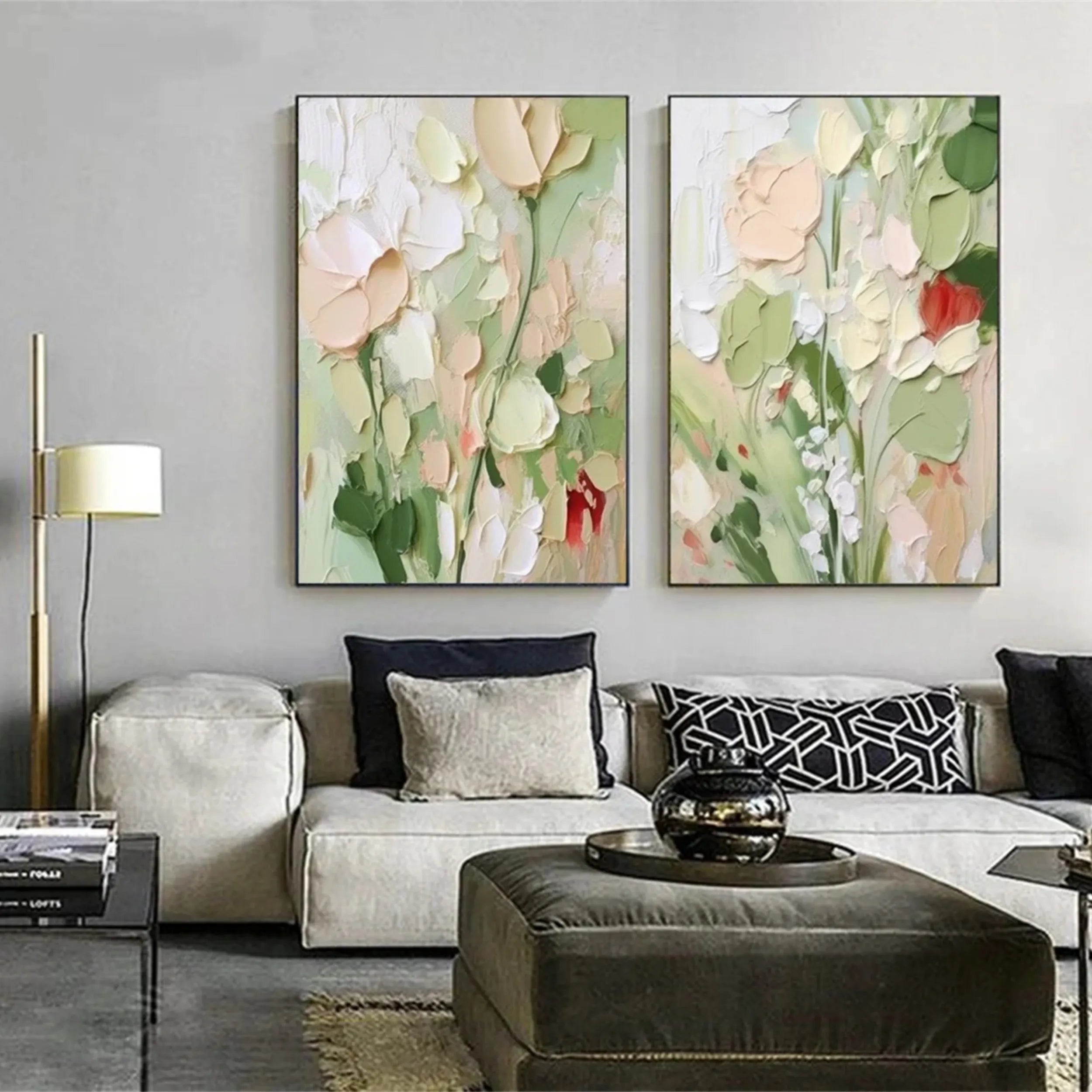 Beautiful Flower and Tree Painting Set of 2 - Wall Art Decor for Living Room, Bedroom & Office - #FT075