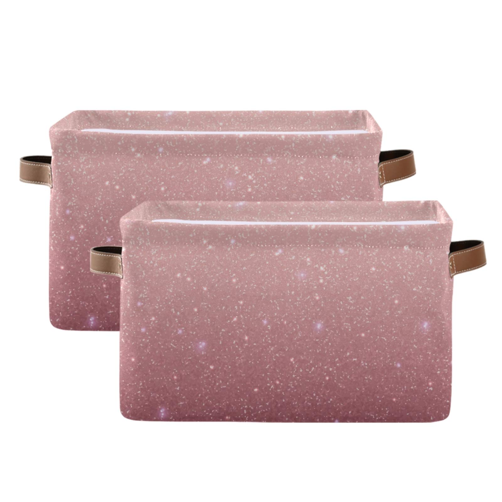 Rose Gold Sequins Storage Basket - Large Collapsible Canvas Storage Bin Organizer for Closet, Home & Office | Perfect for Toys, Blankets & Seasonal Decor