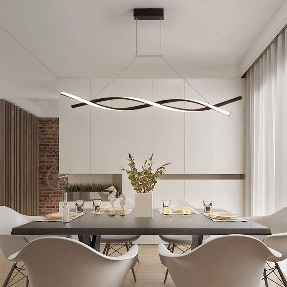 Modern LED Chandelier Light - Dimmable 3000K~6500K with Remote Control, Adjustable Hanging Ceiling Lamp for Dining Room, Living Room, Bedroom, Kitchen & Study | Flush Mount Pendant Lighting for Home Decor & Ambient Lighting