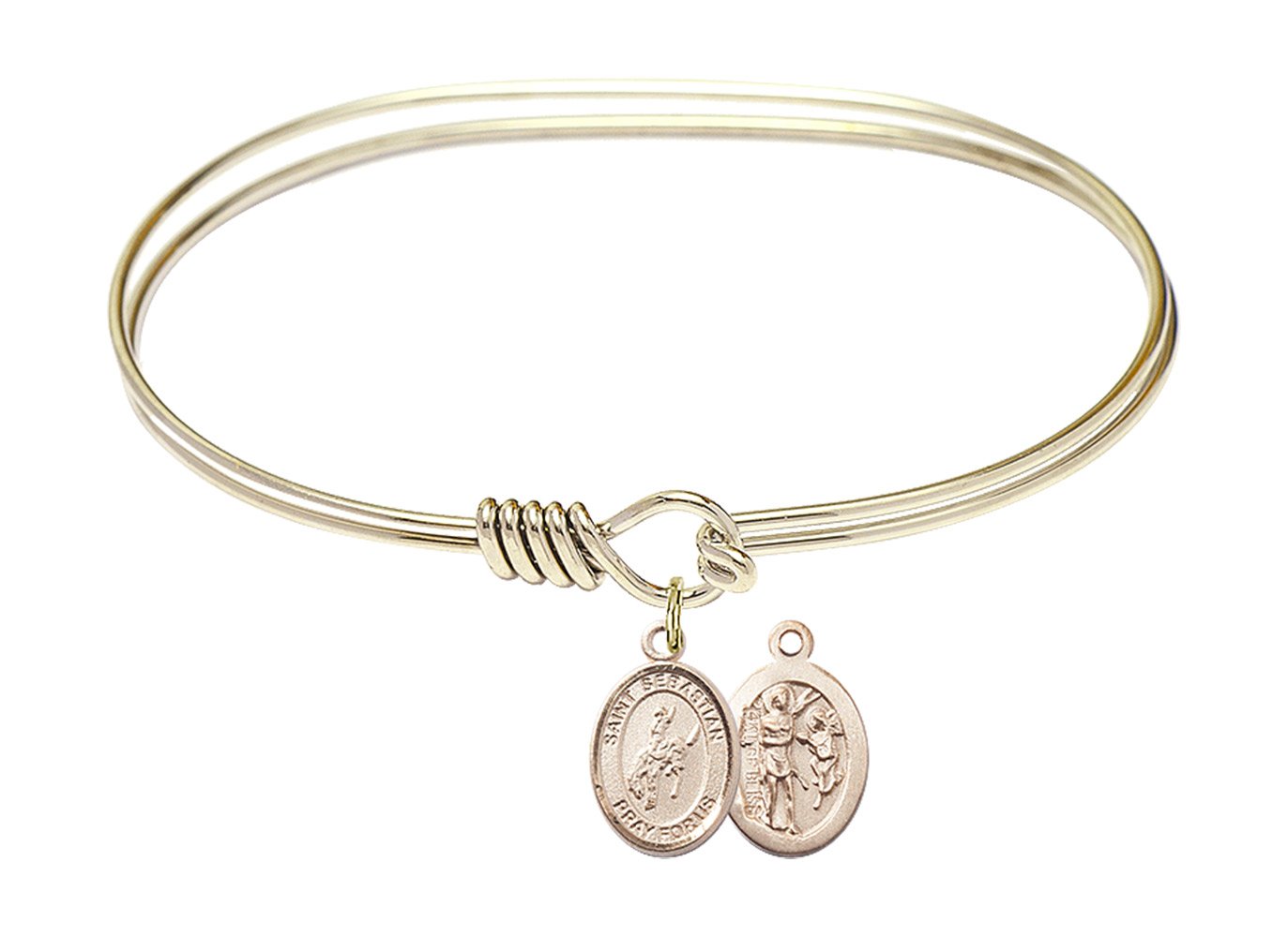 7 Inch Oval Eye Hook Bangle Bracelet with St. Sebastian Charm - Western Rodeo Jewelry for Cowgirl Fashion & Everyday Wear