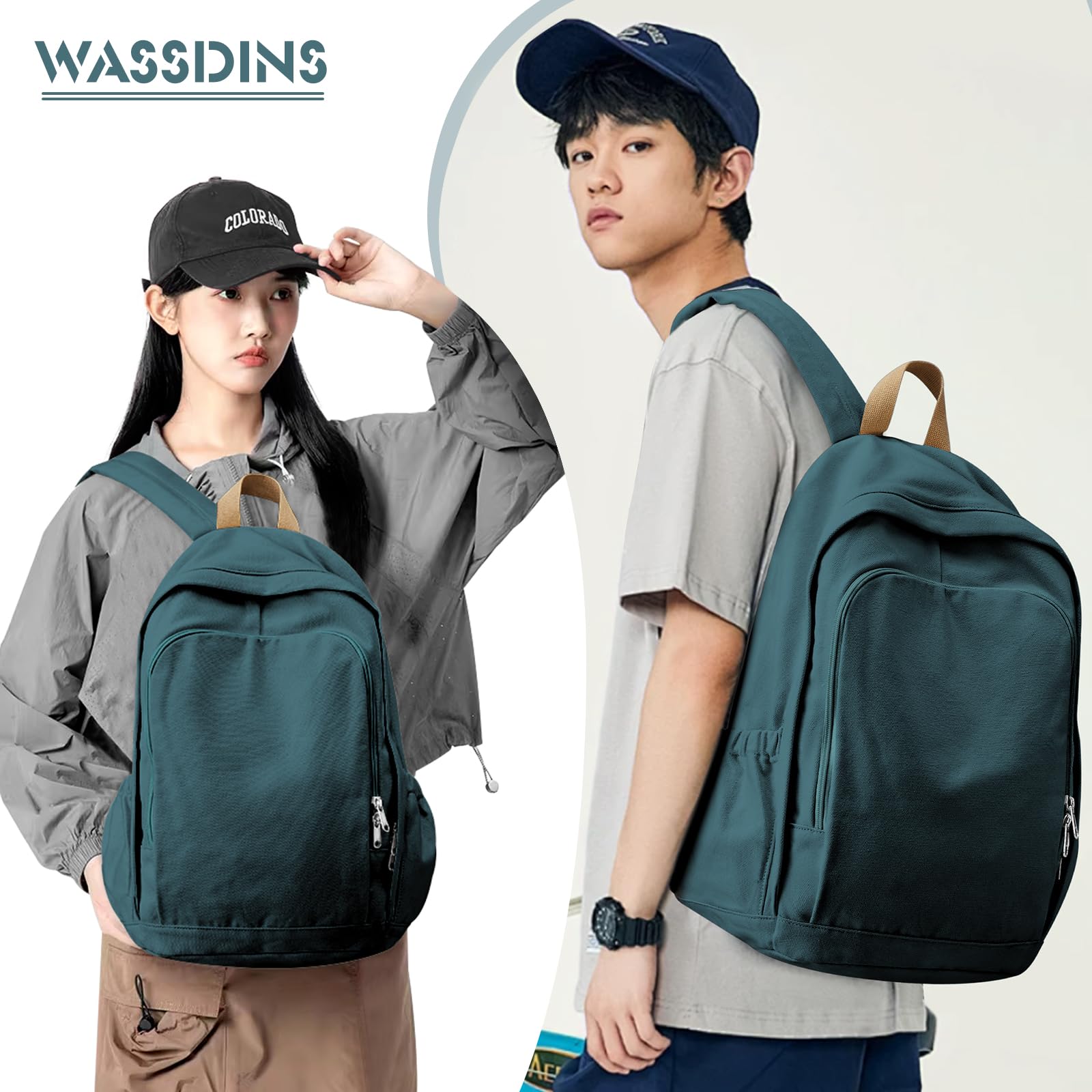 Stylish Canvas School Backpack for Women & Men - Lightweight College Bookbag for Teens & Students | Perfect for School, Travel, and Everyday Use | Durable Casual Daypack for Laptops & Essentials