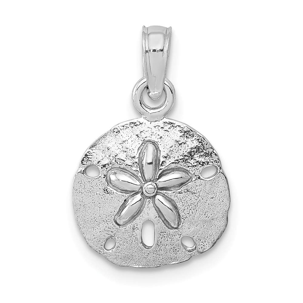14K White Gold White Sand Dollar High Polish Pendant Necklace - Elegant Beach Jewelry for Women, Perfect for Weddings, Anniversaries & Ocean-Themed Gifts