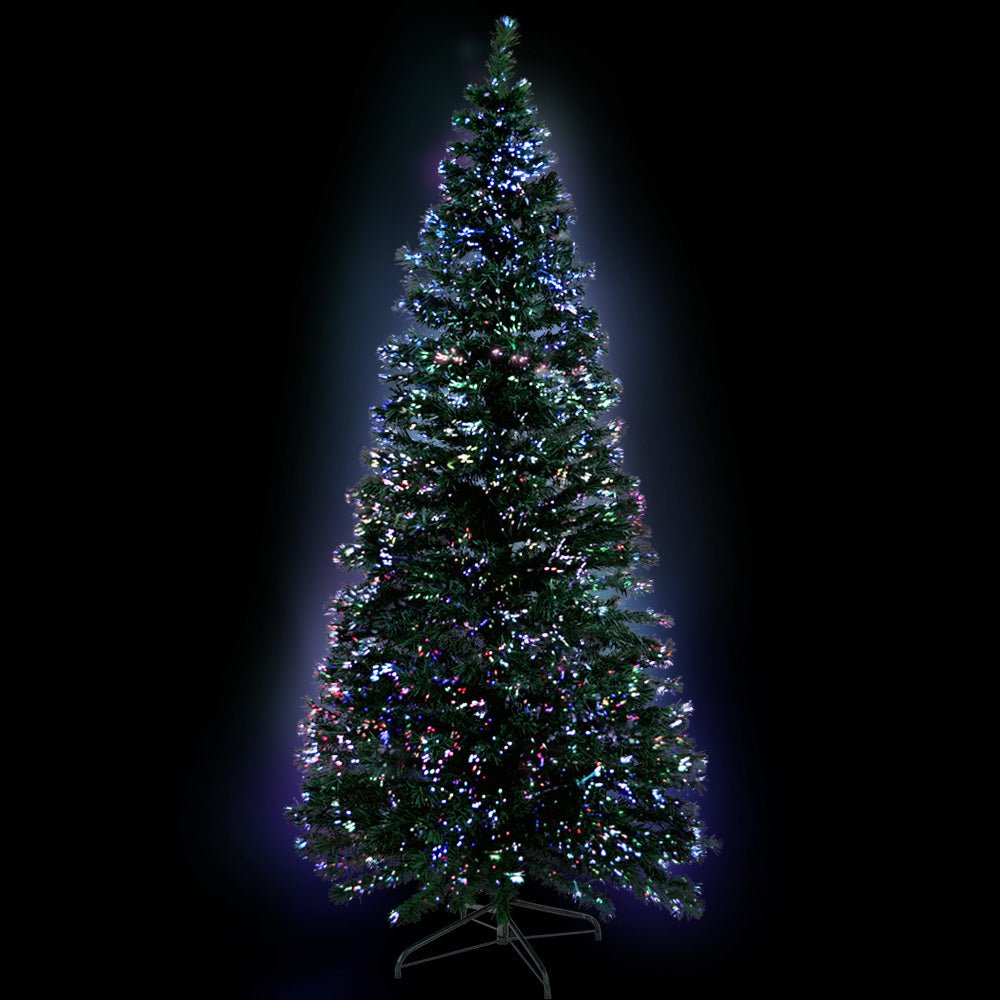 1.8M LED Christmas Tree with Warm White Fiber Optic Lights - Perfect for Holiday Home Decor, Office, and Party Celebrations