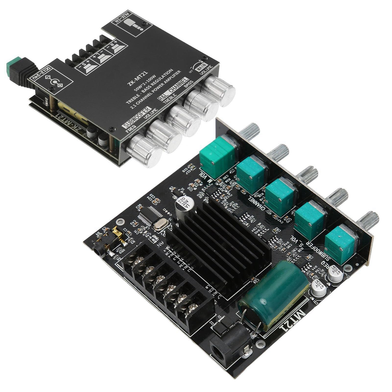 ZK-MT21 Digital Stereo Amplifier Board with Bluetooth 2.1 Channel, 12-24V DC HiFi Audio Power Amp Module for 15-100W 4-8Ω Speakers, Ideal for Home Theater and Car Audio Systems