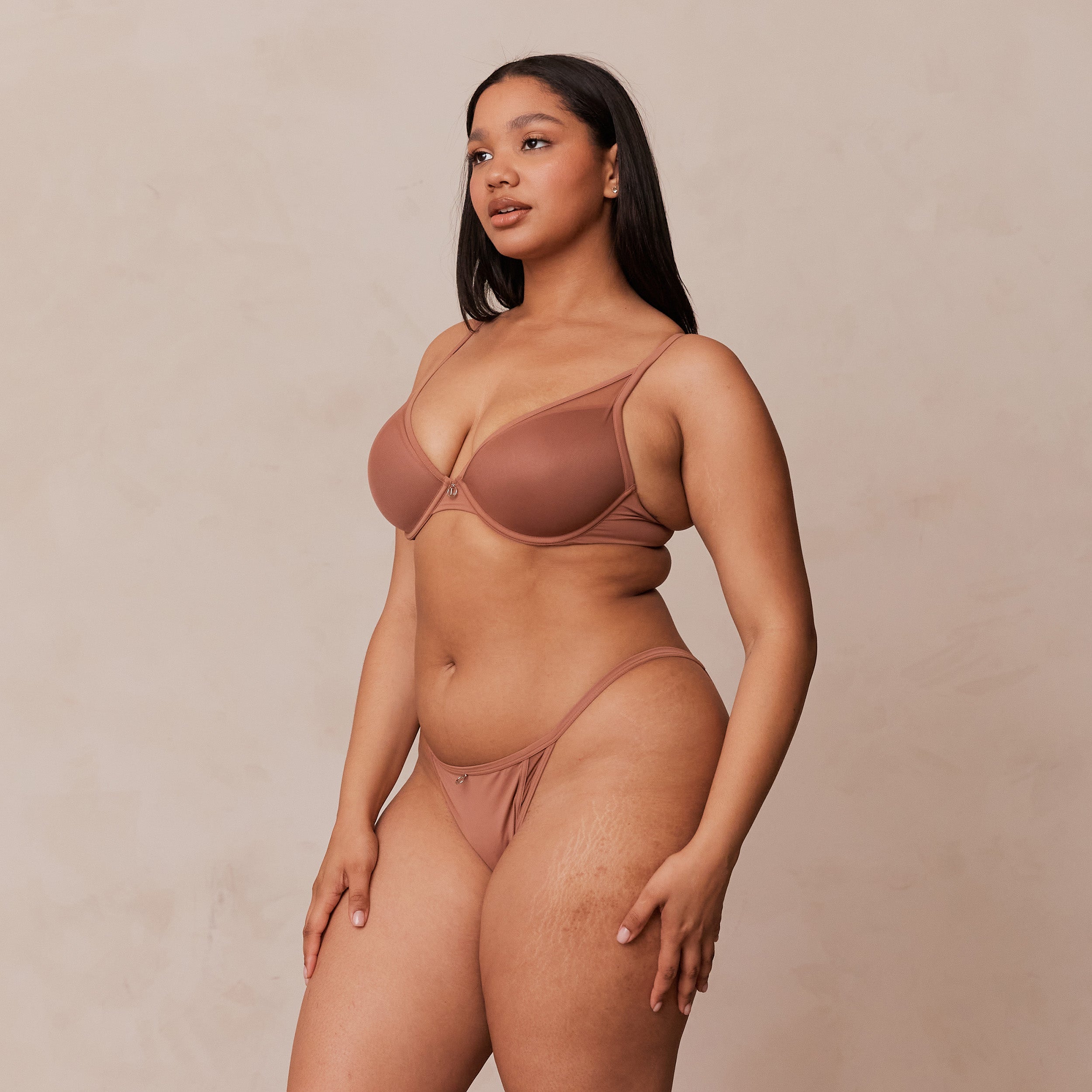 Classic Plunge T-Shirt Bra in Mocha - Comfortable & Supportive Underwire Bra for Everyday Wear, Date Night & Layering