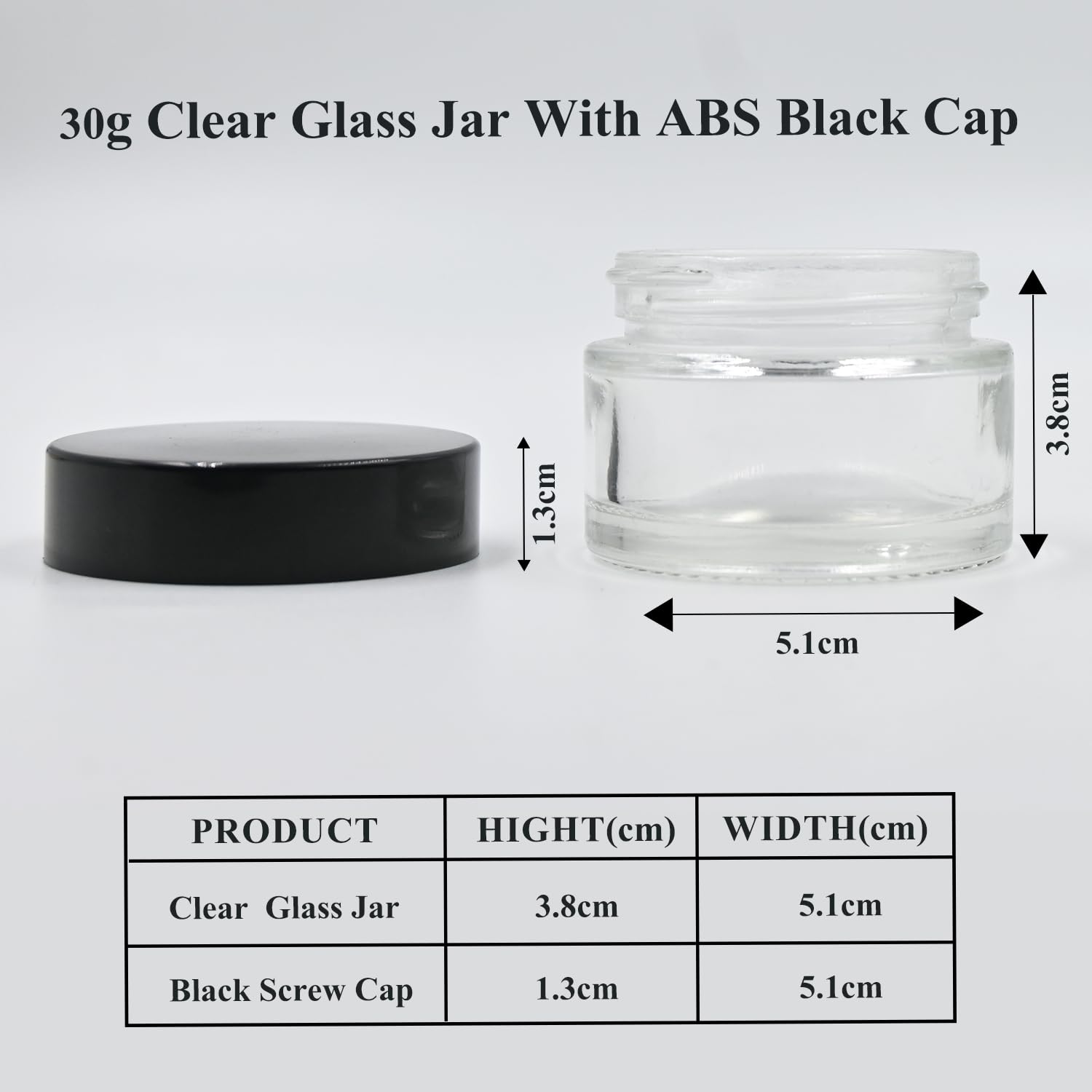 30ml Clear Round Empty Glass Cosmetic Jars with Black Cap & White Lids - Perfect for Creams, Balms, Face Scrubs & Body Lotions | Happy Packaging (Pack of 3) | Ideal for DIY Skincare, Travel Containers & Gift Packaging