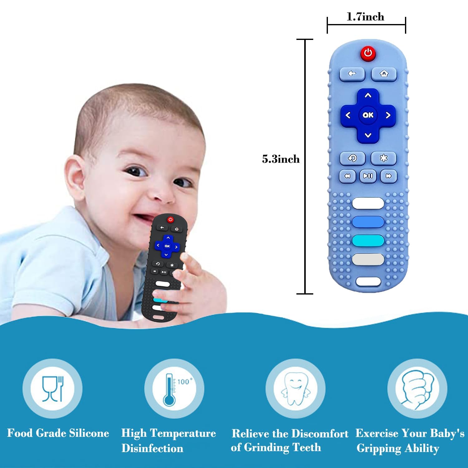 **BPA-Free Baby Teether Toy - TV Remote Control Shaped Teething Toy for Infants 3-24 Months | Safe Chew Toy for Soothing Sore Gums - Perfect for Home, Travel & Playtime**