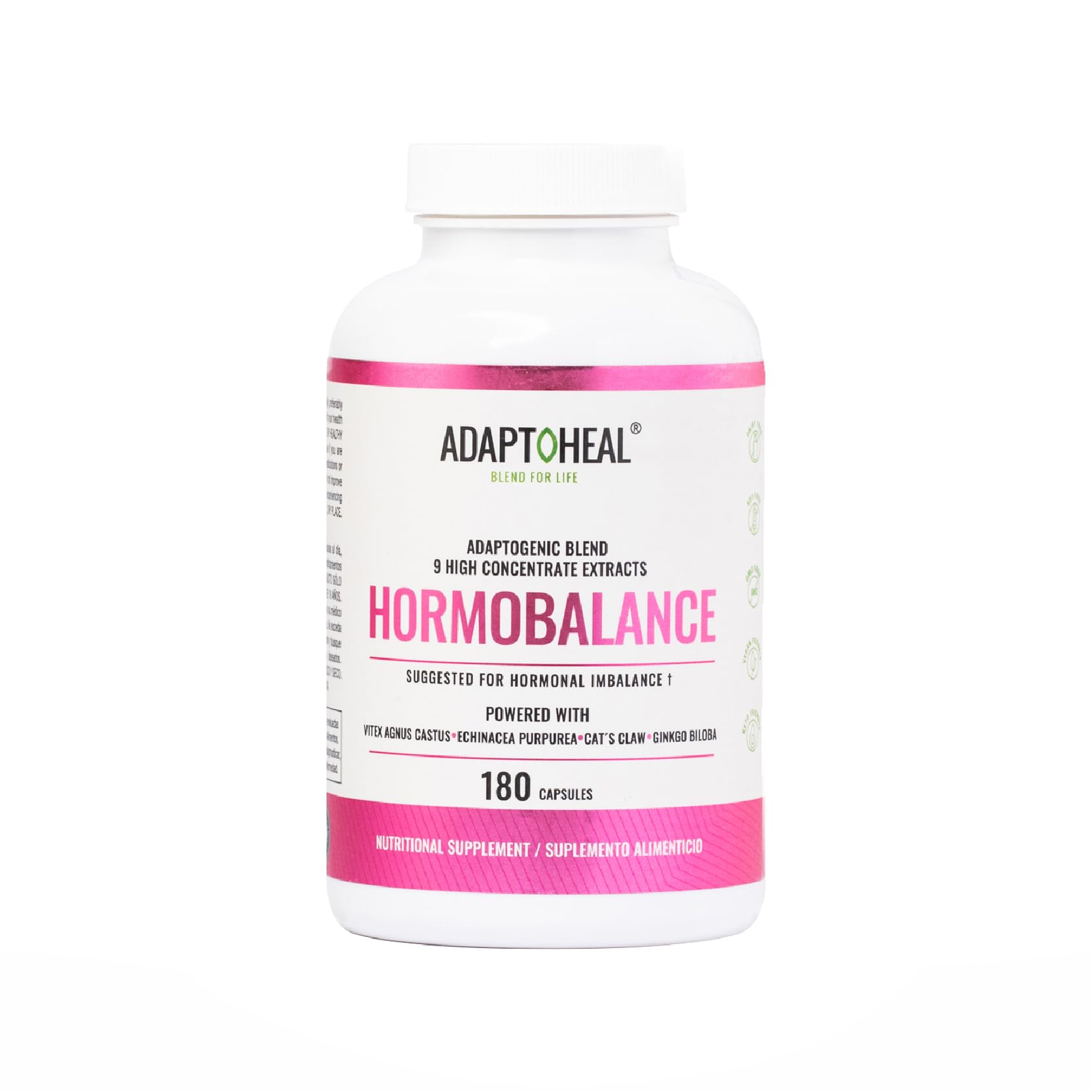 Hormone Balance Supplement for Women - Vegan Adaptogens with Vitex, Ginseng & Cat’s Claw - Gluten & Dairy Free (180 Capsules, 700mg) - Supports Menstrual Cycle, PMS & Menopause Relief