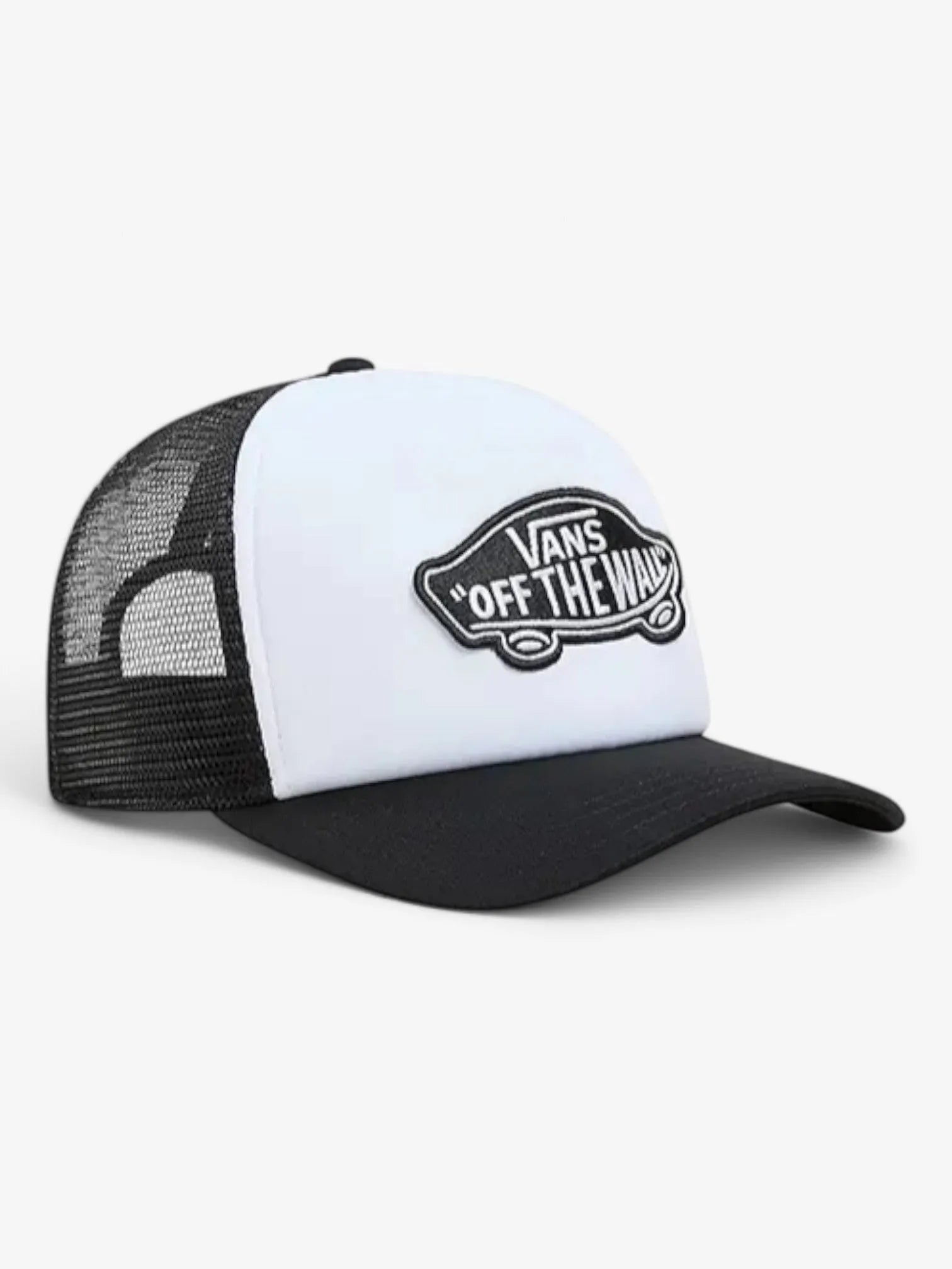 Vans Classic Patch Curved Bill Trucker Hat - Black & White Snapback Cap for Men & Women | Perfect for Skateboarding, Streetwear Fashion & Outdoor Activities