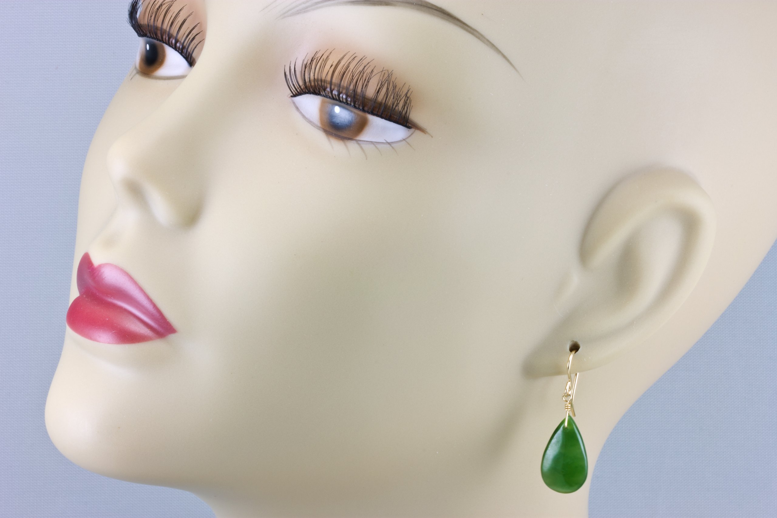 Dark Green Nephrite Jade Teardrop Earrings - Smooth Medium Drop Dangle for Women, Everyday Wear, Gift for Her, Perfect for Office, Party & Special Occasions