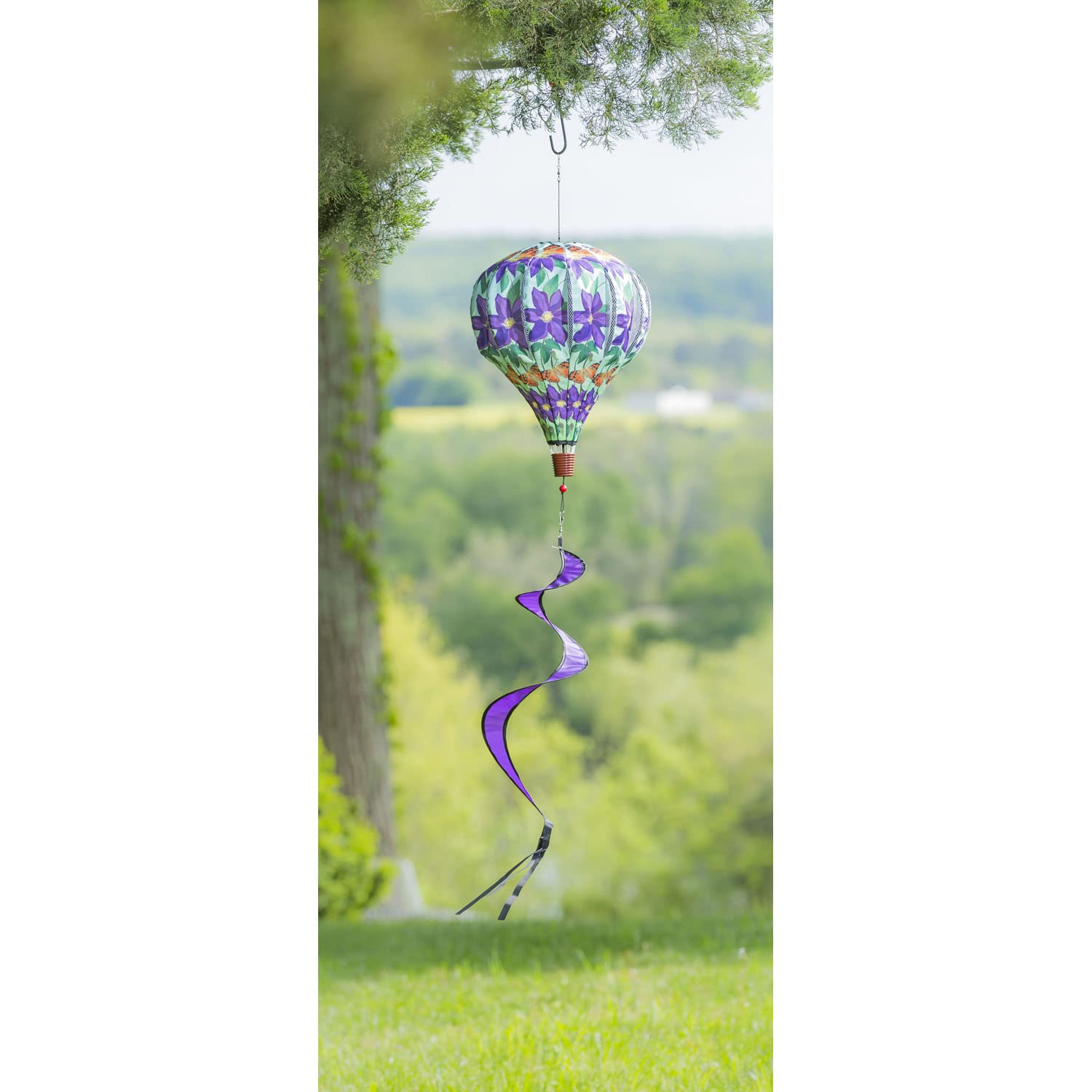 Evergreen Home Clematis Burlap Balloon Spinner - 15 x 55 x 15 Inches Durable Garden Decor for Outdoor Patio, Wedding & Party Decoration