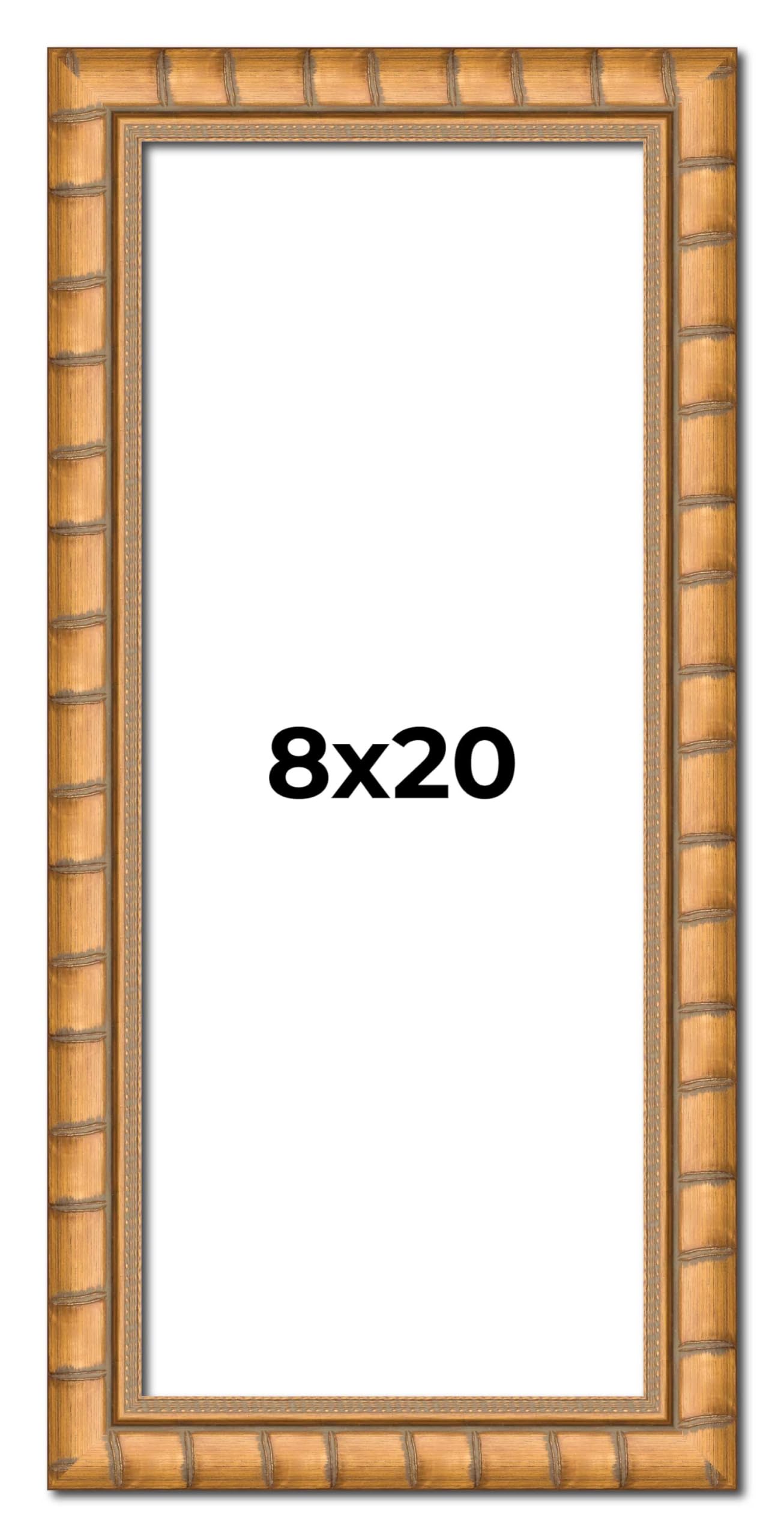 8x20 Inch Gold Real Wood Picture Frame - 1.5 Inch Wide Rustic Bamboo Photo Frame with UV Acrylic, Foam Backing & Hanging Hardware | Perfect for Wall Decor, Family Photos, Art Display in Living Room, Bedroom or Office