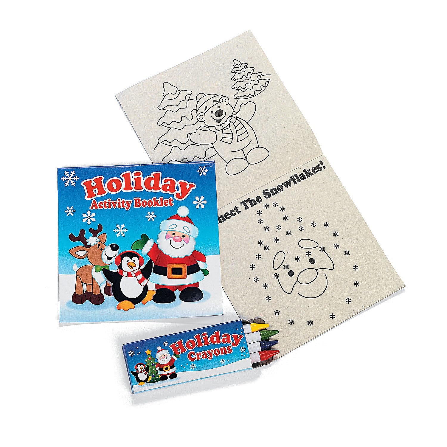 Holiday Activity Booklet with Crayons - Christmas Coloring Fun for Kids