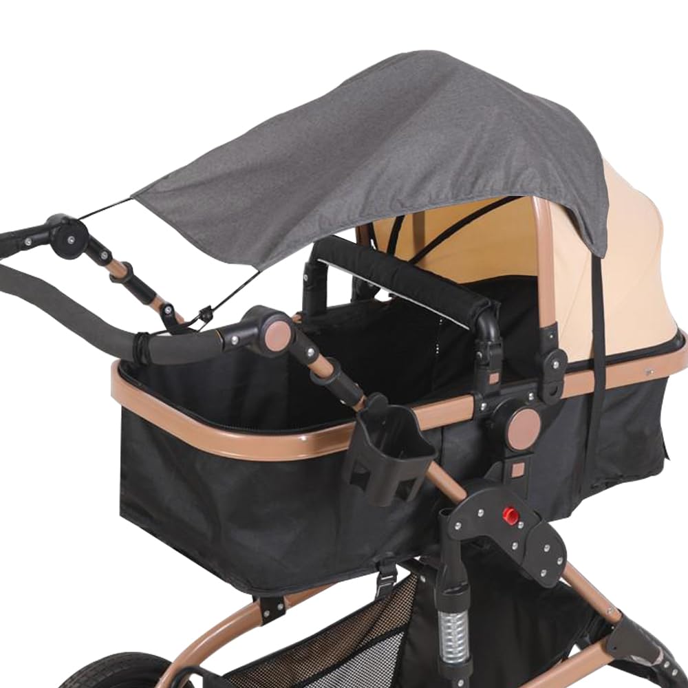 Universal Stroller Sun Shade - UPF 50+ UV Protection Sunscreen Cover for Baby Strollers, Dark Grey - Perfect for Outdoor Walks, Park Visits & Beach Trips
