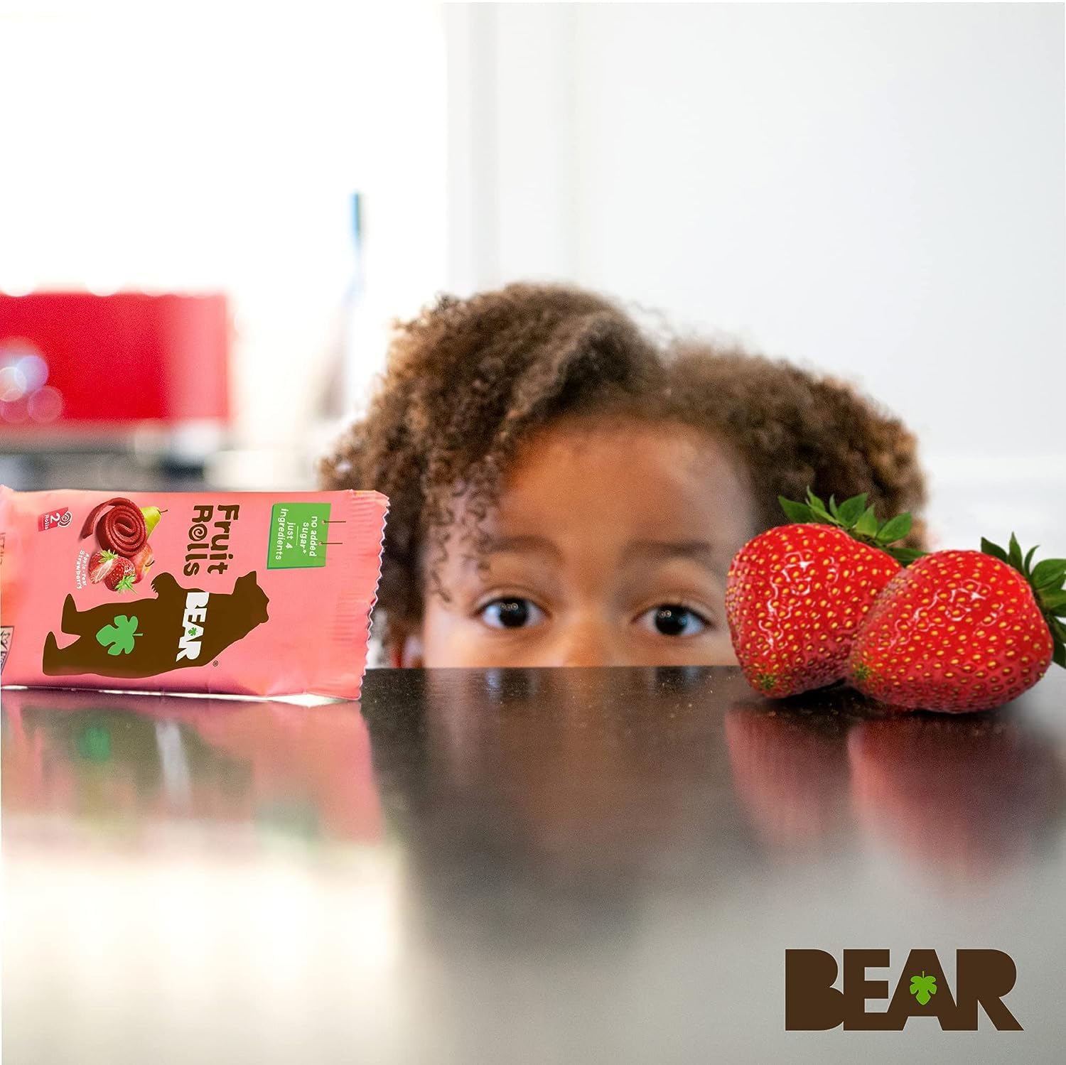 BEAR Real Fruit Snack Rolls - Gluten Free, Vegan, Non-GMO Strawberry Snacks - Healthy School & Lunch Snacks for Kids & Adults - 0.7oz (18 Pack) - Perfect for On-the-Go, Travel & After-School Treats