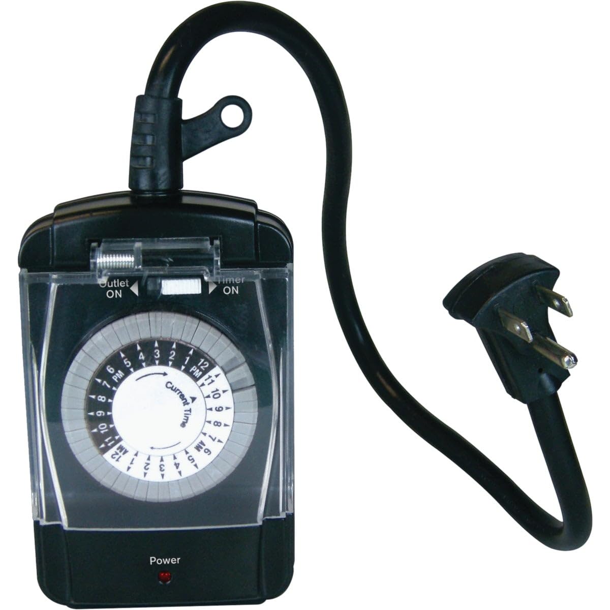 Prime Wire & Cable TNO24111 2-Outlet Pigtail with 24-Hour Electromechanical Timer - Perfect for Holiday Lights, Home Appliances & Outdoor Decorations