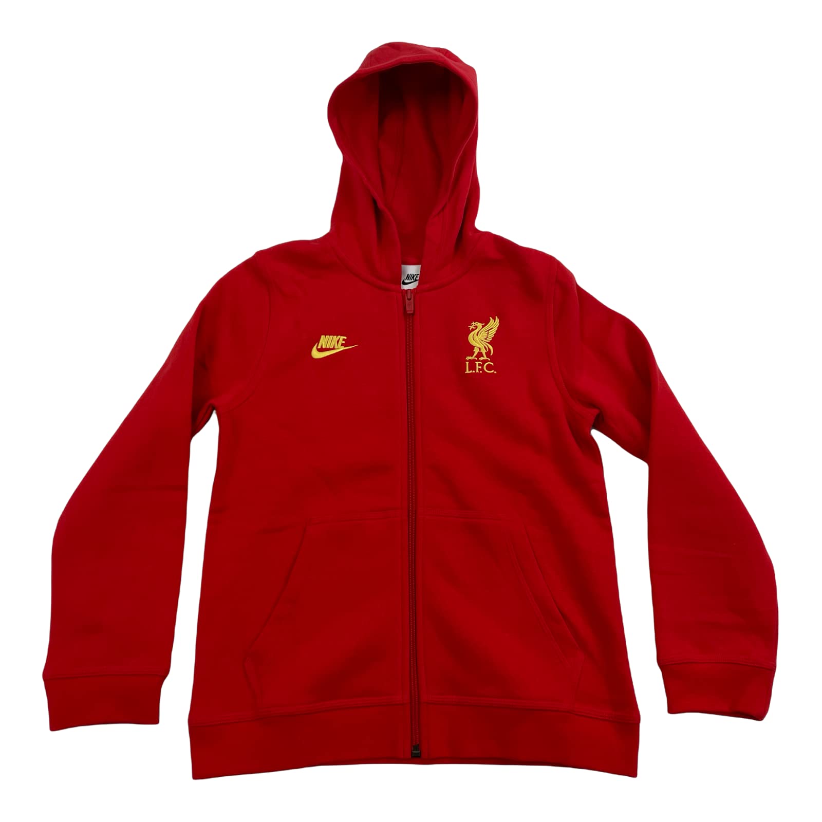 Nike Boys Big Kids' Liverpool FC Soccer Club Full Zip Hoodie - Warm Fleece Jacket for Soccer Fans, School, and Outdoor Activities