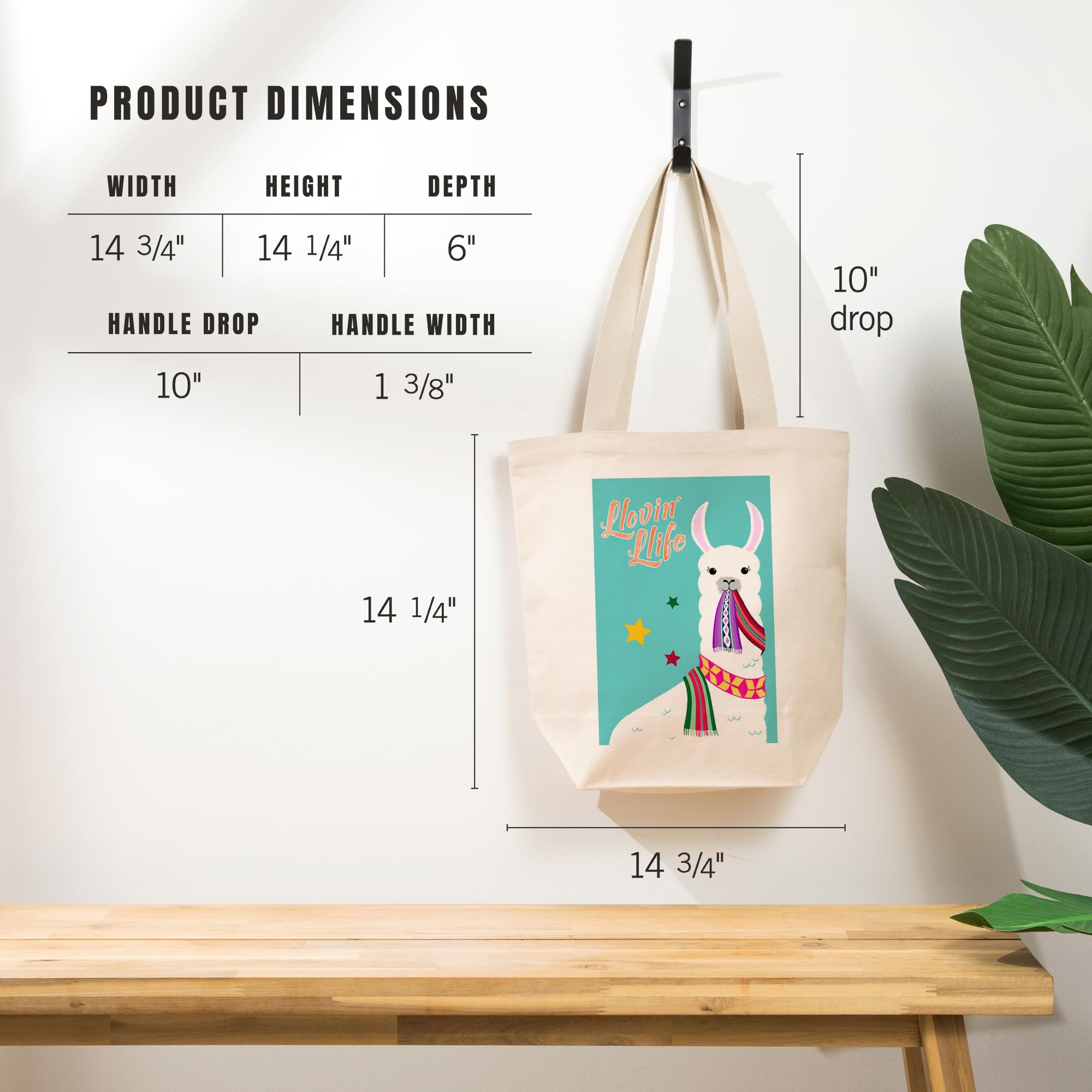 Lantern Press Llovin' Llife Llama Blue Cotton Canvas Reusable Tote Bag - Eco-Friendly Shopping & Beach Tote for Women