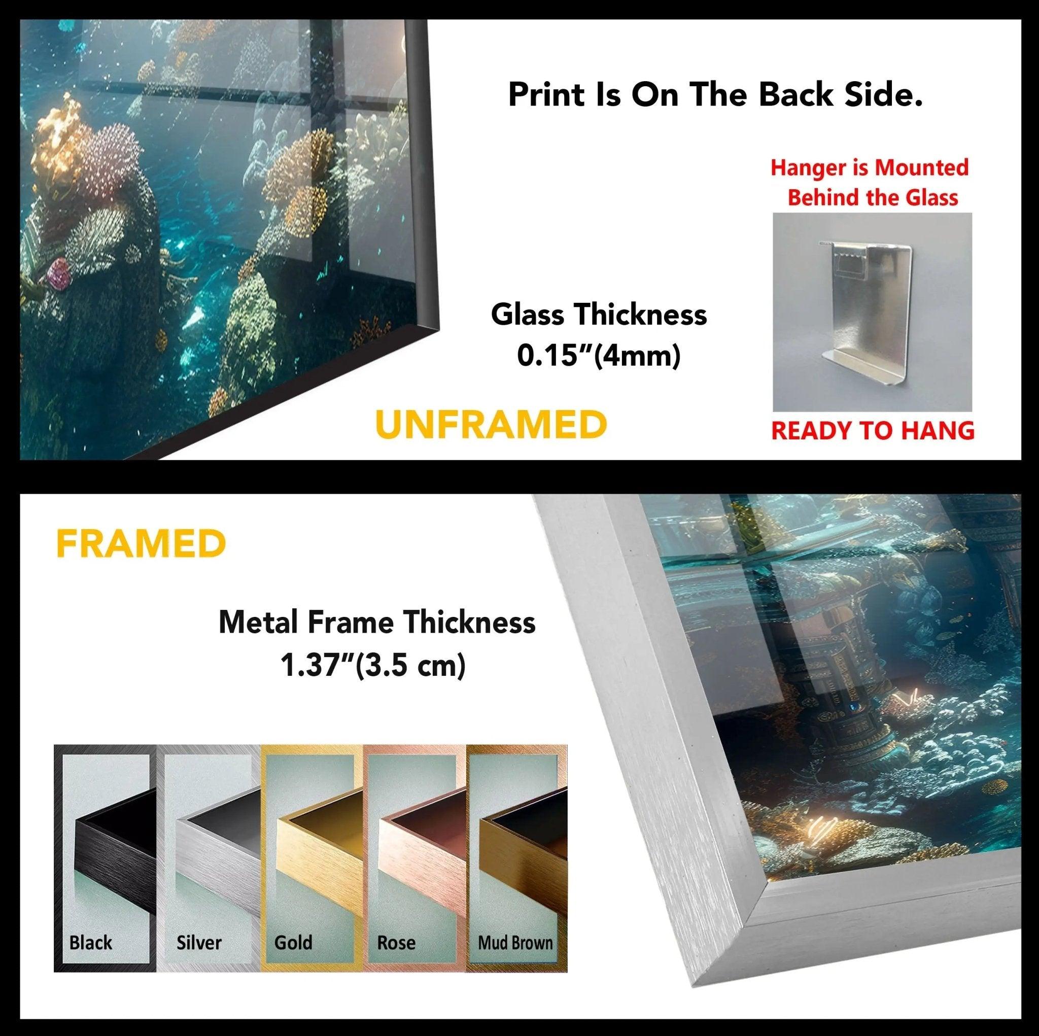 Atlantis Place Glass Wall Art - Stunning Ocean-Themed Decor for Living Room, Bedroom & Office | Handmade Glass Mural for Home & Office Decor