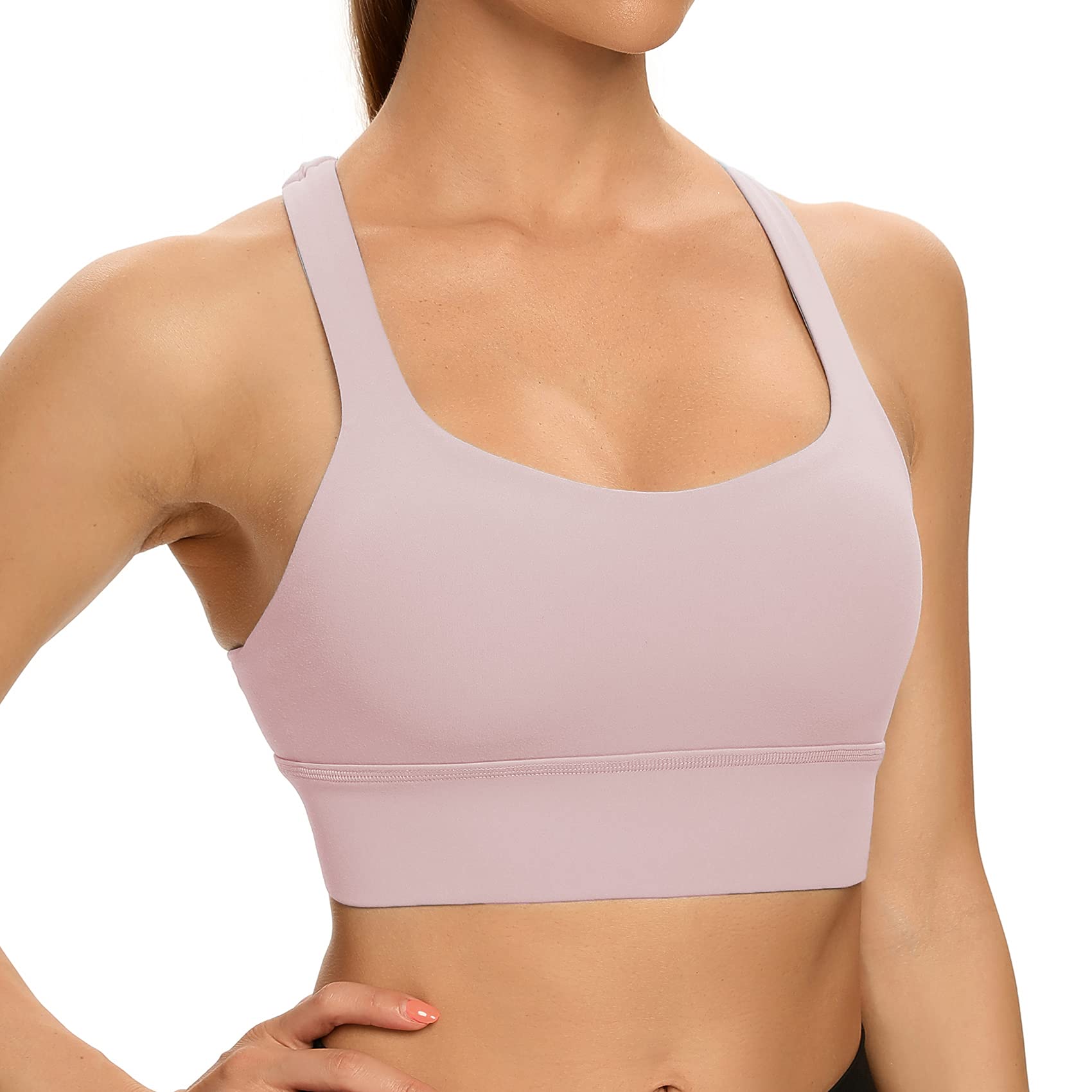 Lemedy Women's Cross Back Sports Bra - Fitness Yoga Strappy Longline Crop Tank Top for Workout, Running & Gym - Breathable & Supportive Activewear