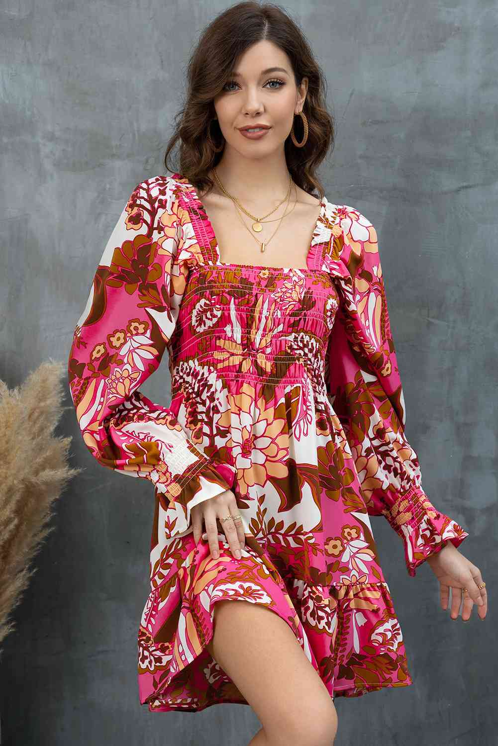 Floral Flounce Sleeve Resort Dress for Women - Summer Beach Vacation Maxi Dress with Ruffled Sleeves - Perfect for Tropical Getaways, Pool Parties & Evening Dinners