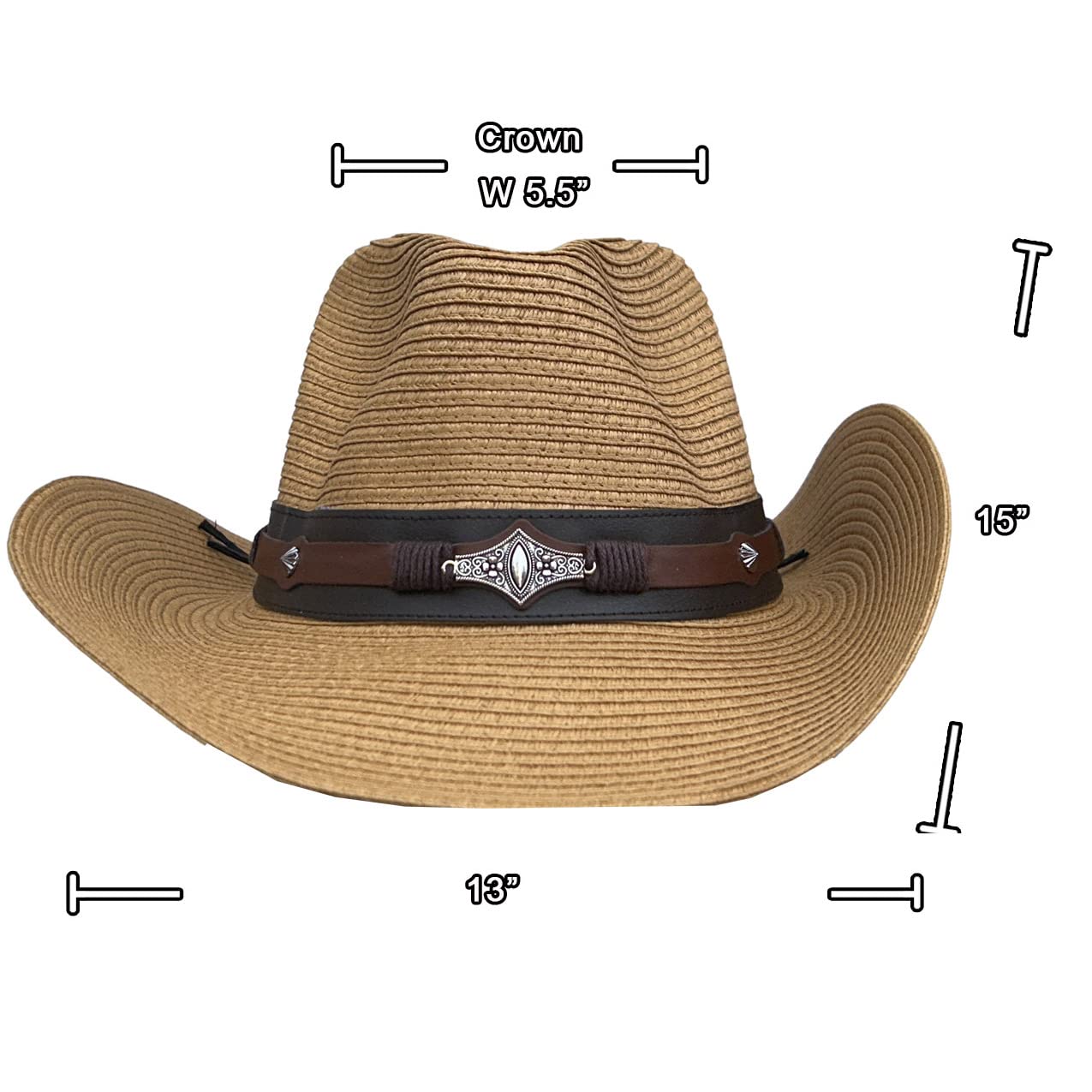Stylish Straw Cowboy Hat for Men & Women - Classic Western Sun Hat with Wide Brim - Perfect for Rodeo, Beach, Outdoor & Country Events