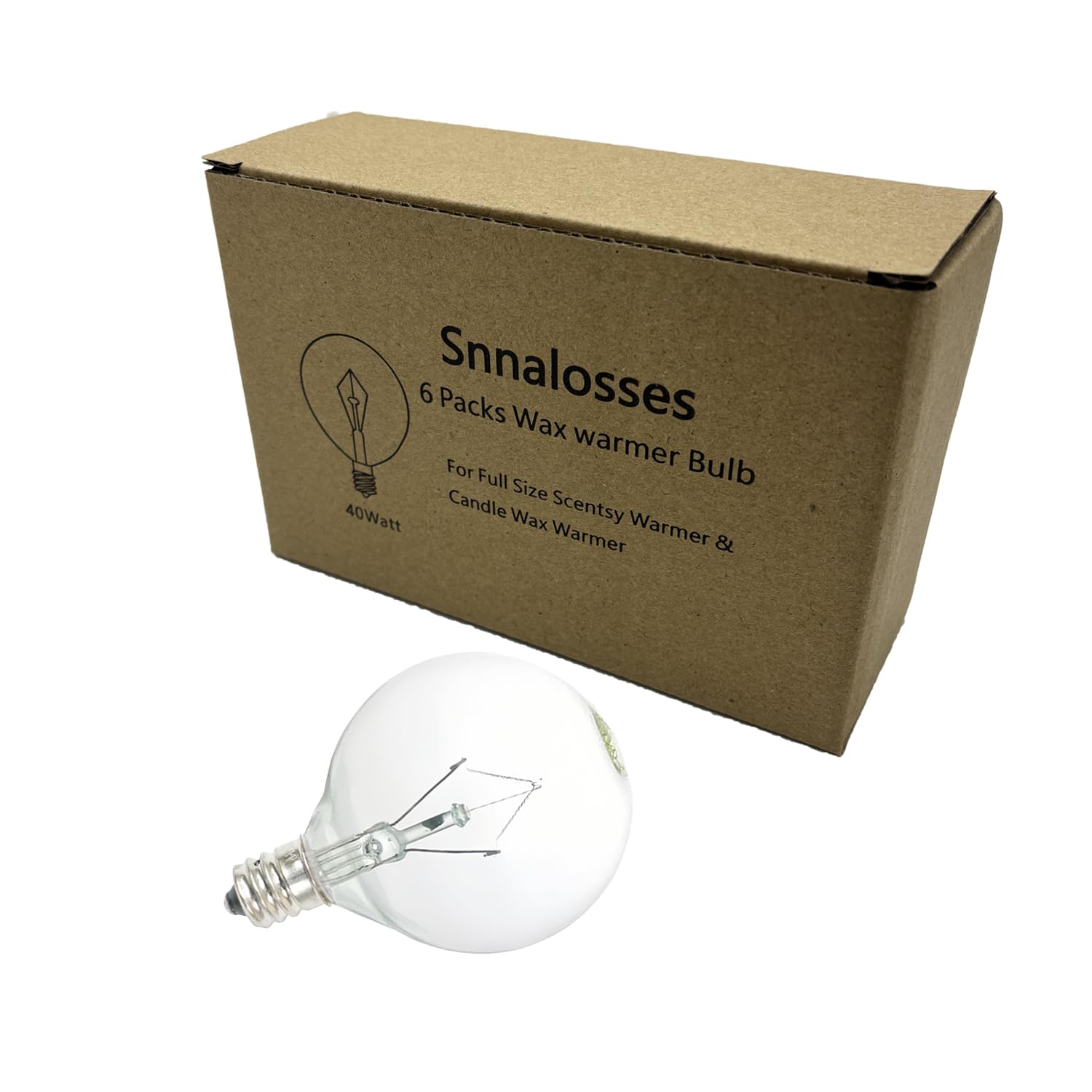40W E12 Candelabra Base Light Bulbs - 6 Pack Soft Warm White G50/120V Wax Warmer Bulbs for Scentsy, Wax Melt Warmers, Chandeliers & Table Lamps - Perfect for Home Fragrance & Ambient Lighting