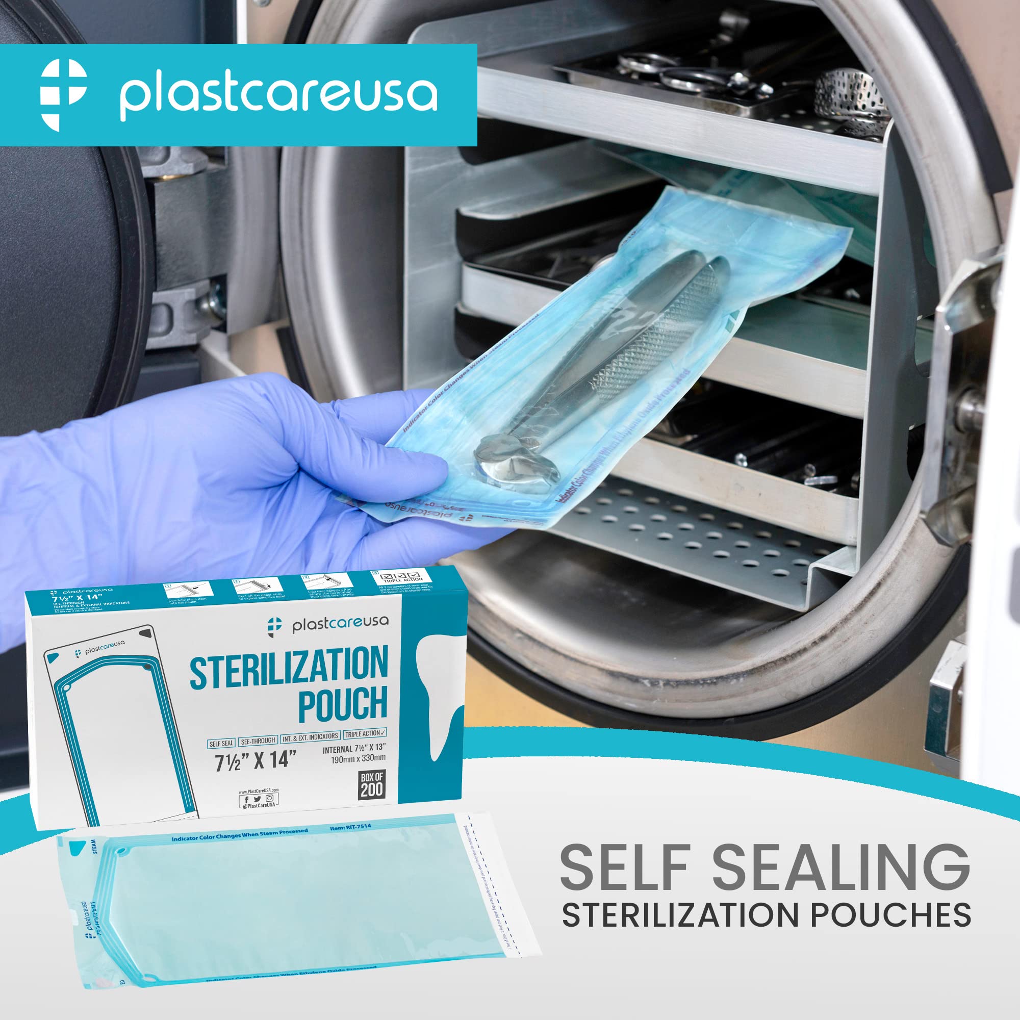 200 Self Sterilization Pouches 7.5