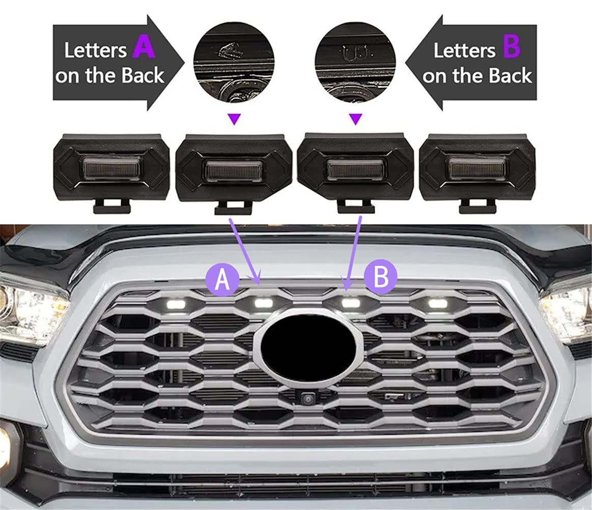 4PCS LED Light Bar with Fuse for 2020-2021 Toyota Tacoma TRD Off Road & Sport OEM Grille - Black Housing White Light | DRL Daytime Running Lights & Off-Road Lighting Accessories