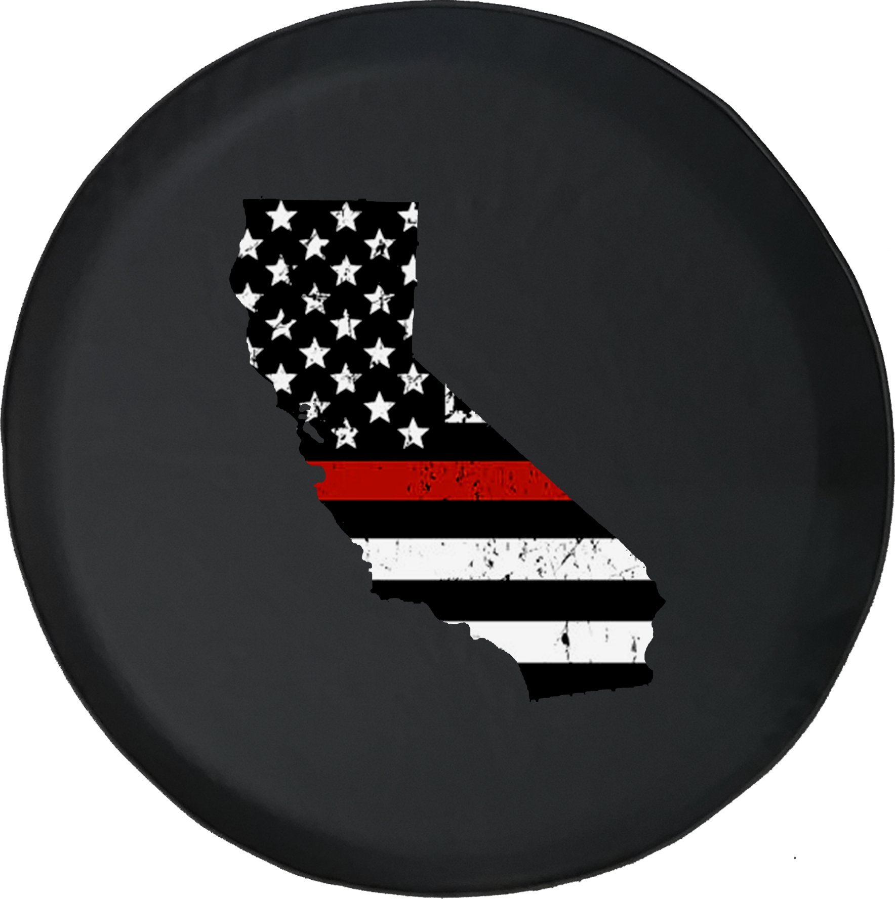 35 Inch Thin Red Line Distressed American Flag Spare Tire Cover for Trucks & SUVs - Durable Caps Supply Tire Protector for Off-Road & Camping Adventures