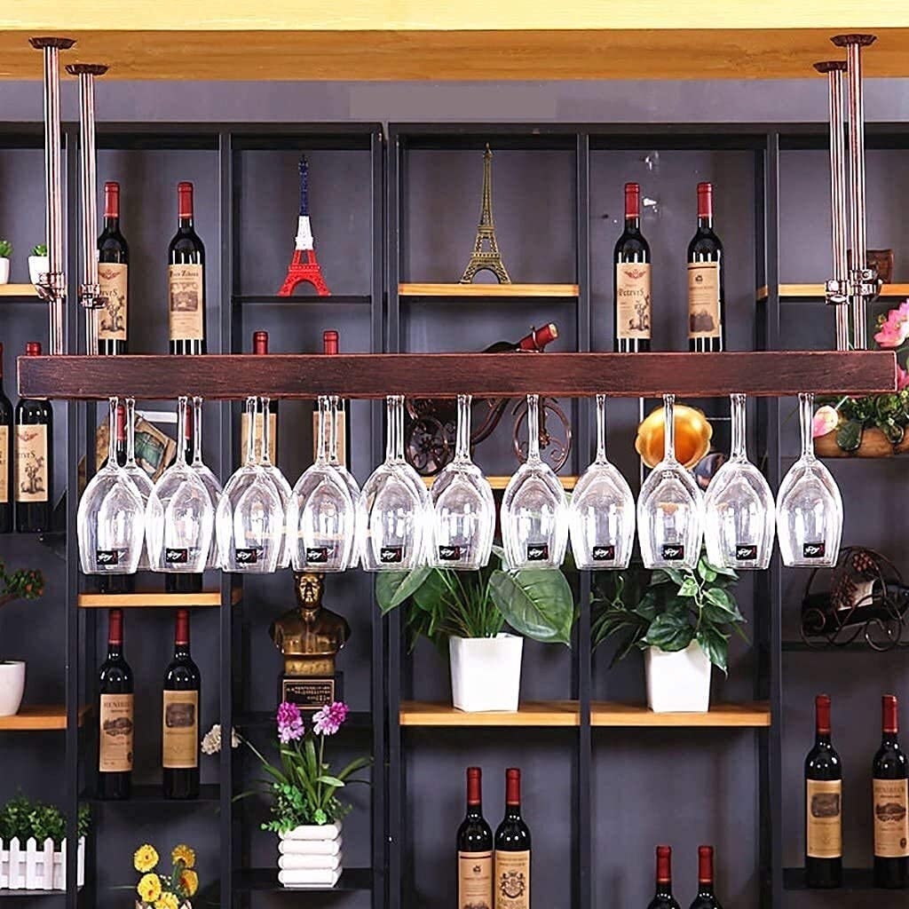 European Style Iron Hanging Wine Glass Rack - Wall Mounted Bar Display Shelf for Wine Cups & Stemware - Perfect for Kitchen, Dining Room & Home Bar Organization