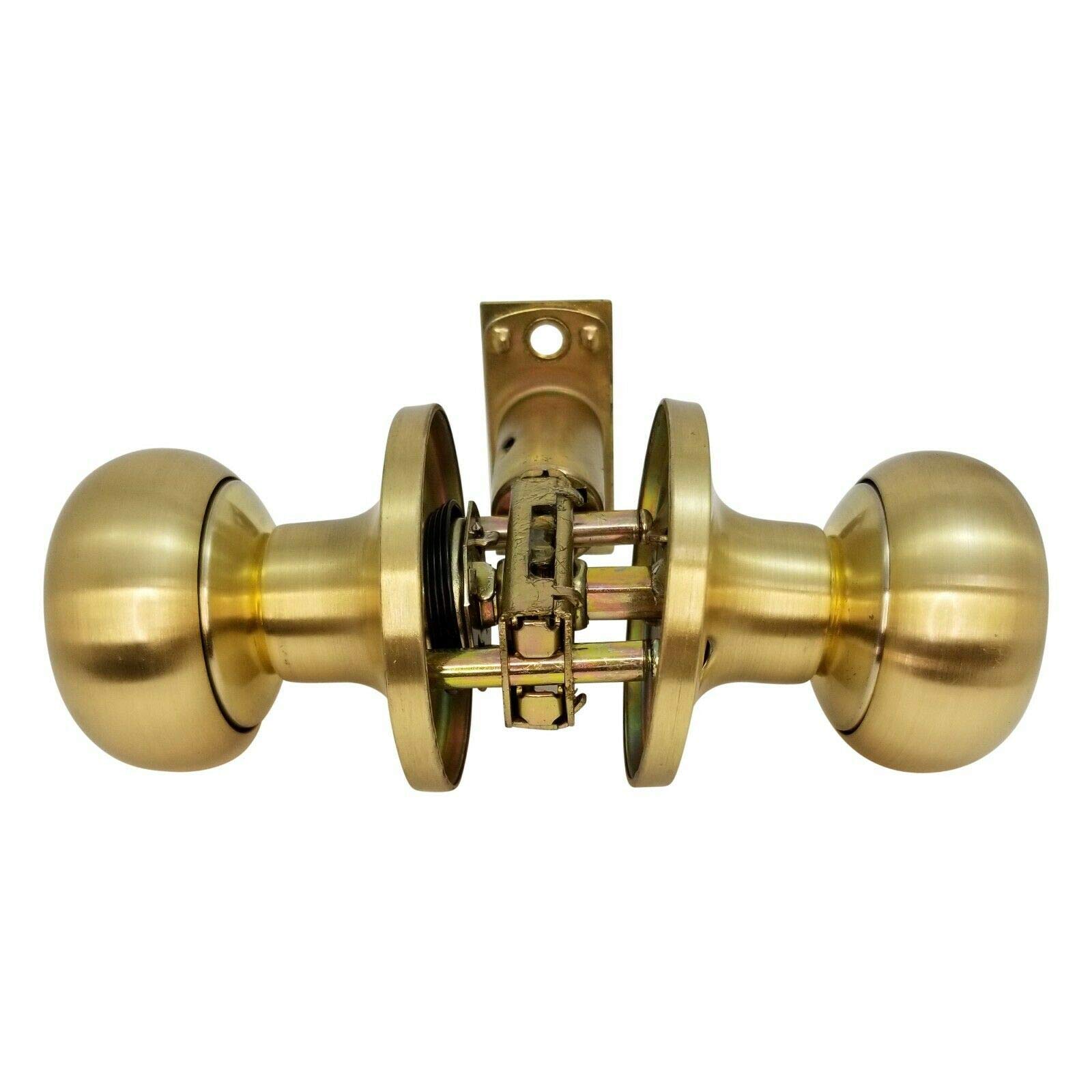 5-Pack Satin Brass Passage Door Knobs - No Cylinder Lock for Interior Bedroom & Closet Doors | Smooth Operation, Easy Installation | Perfect for Homes, Offices & Rental Properties