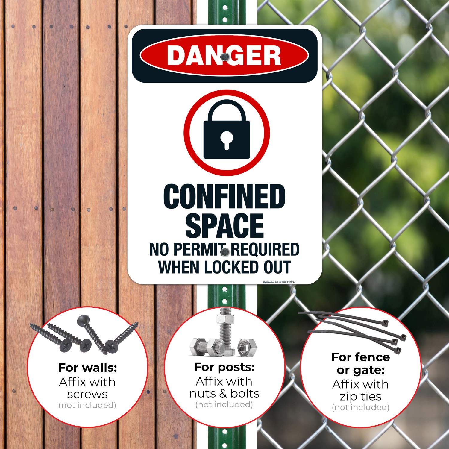 OSHA Danger Sign - Confined Space No Permit Required When Locked Out, 18x24 Inches Rust-Free Aluminum Safety Sign, Fade-Resistant for Indoor/Outdoor Use | Made in USA | Perfect for Construction Sites & Industrial Facilities