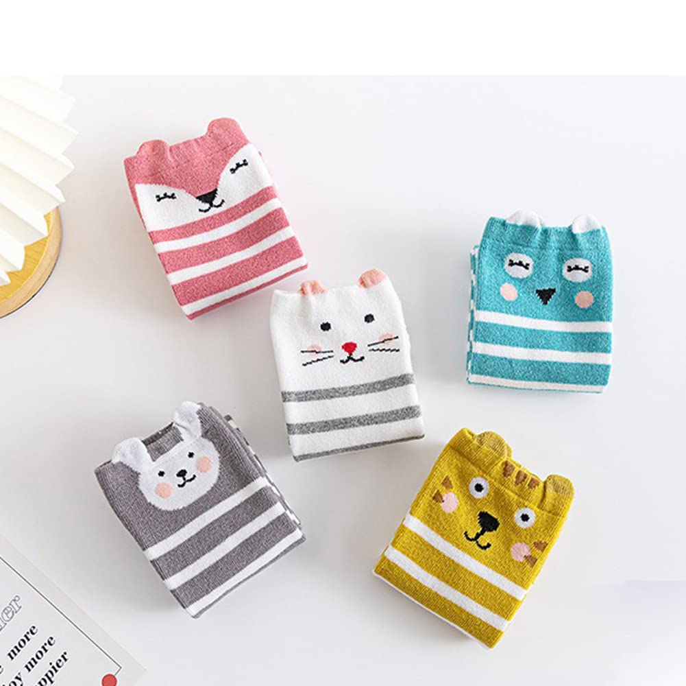 5-Pack Kids Animal Tube Socks - Soft Cotton Knee High Stocking Socks for Boys & Girls Ages 1-8 Years - Perfect for School, Playtime & Costume Outfits