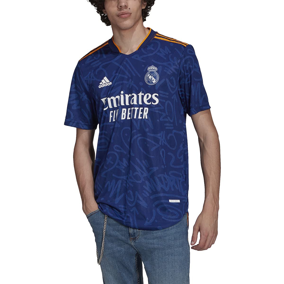 Adidas Men's Real Madrid 21/22 Away Authentic Soccer Jersey - Victory Blue, Small | Official Licensed Football Shirt for Fans & Players | Perfect for Matchdays, Training & Casual Wear