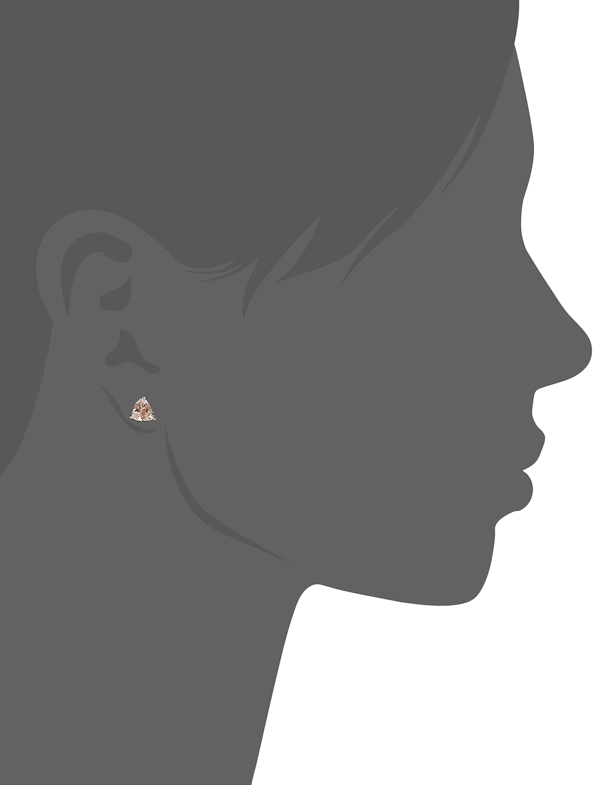 10K Rose Gold Morganite Trillion Stud Earrings for Women – Elegant Dainty Jewelry Gift for Birthday, Anniversary & Valentine's Day