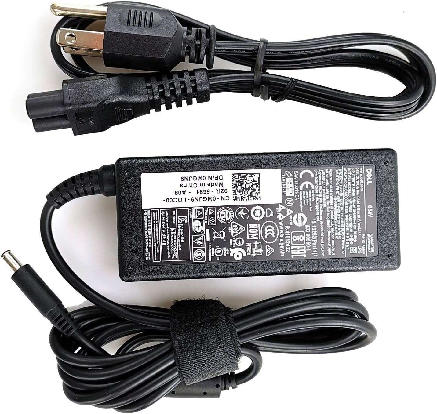 Genuine Dell 65W Laptop Charger AC Adapter for Inspiron 13 14 15 Series - 08D3F 74VT4 Model with Free Power Cord - Perfect for Home Office, Travel & School Use