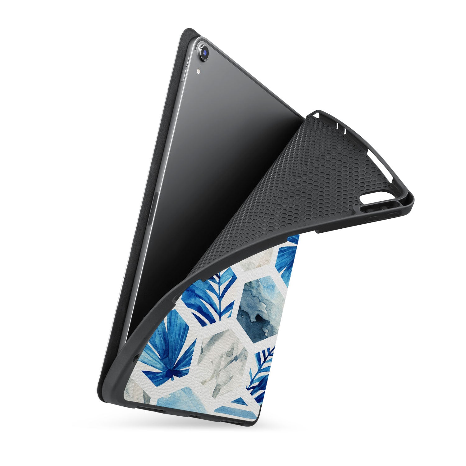 Geometric Flower iPad Trifold Case - Slim Protective Cover for iPad Air/Pro, Auto Sleep/Wake, Multiple Viewing Angles - Perfect for Work, Travel & Home Use