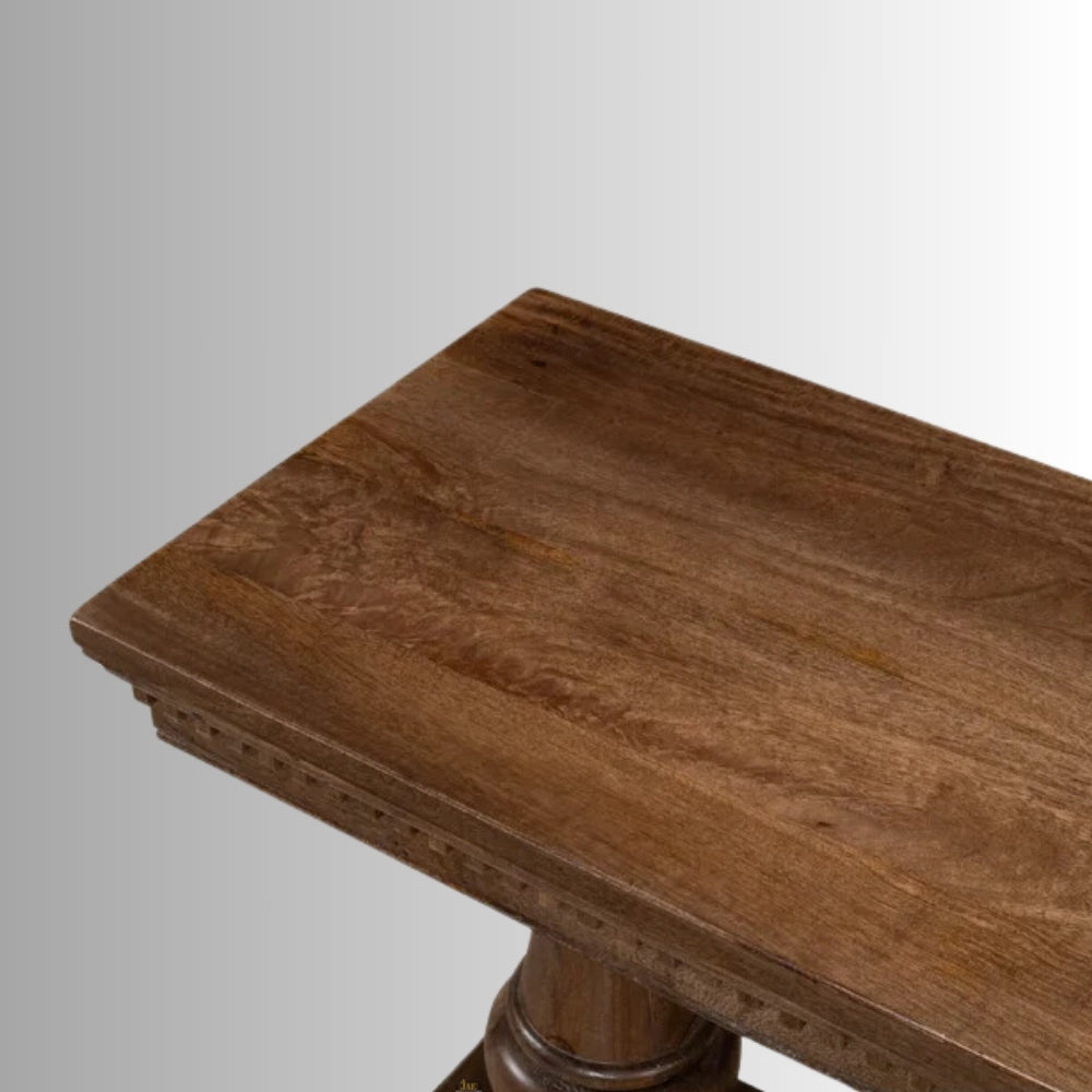 French Provincial Style Walnut Pillar Console Table - Elegant Entryway & Hallway Decor for Home & Office