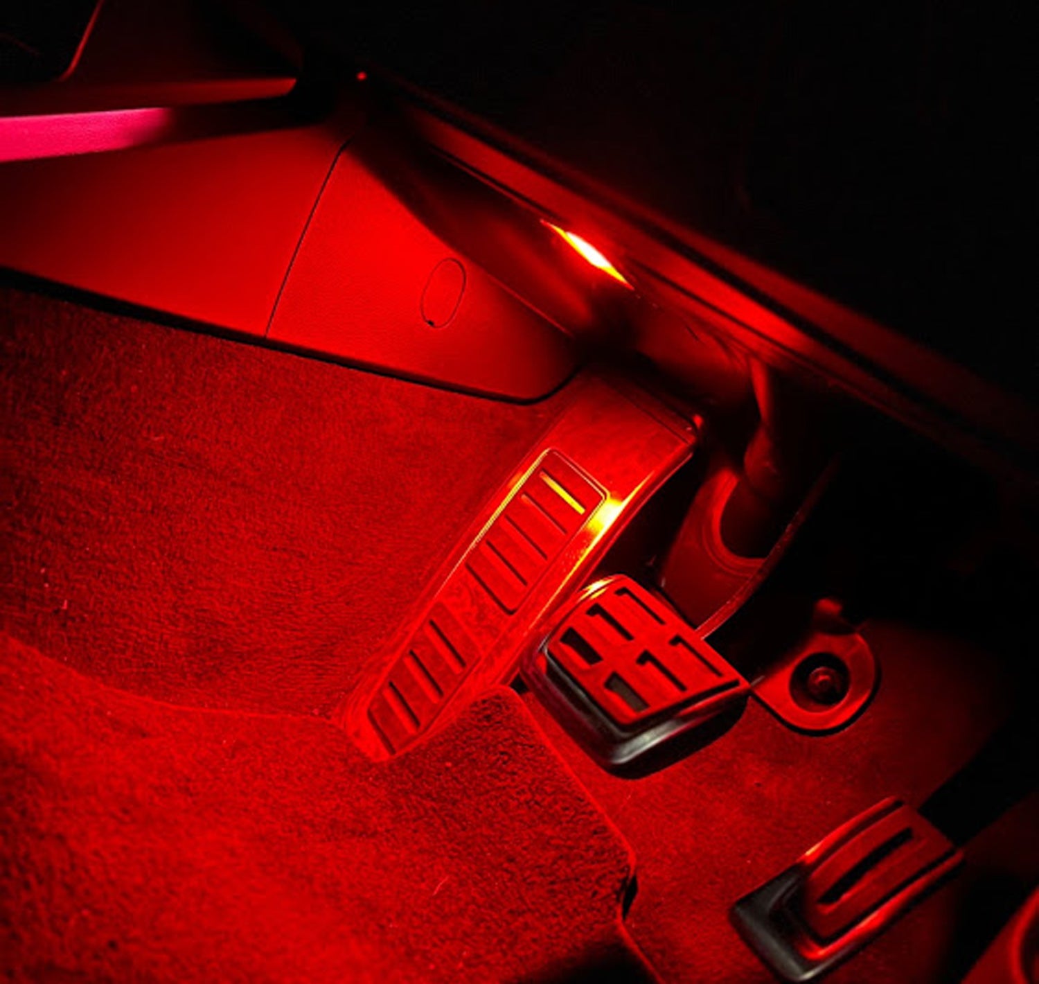 2PCS Red Full LED Interior Car Lights Kit - Footwell, Side/Under Door, Dash & Trunk Cargo Lighting for Audi VW | Enhance Ambience & Safety for Night Driving
