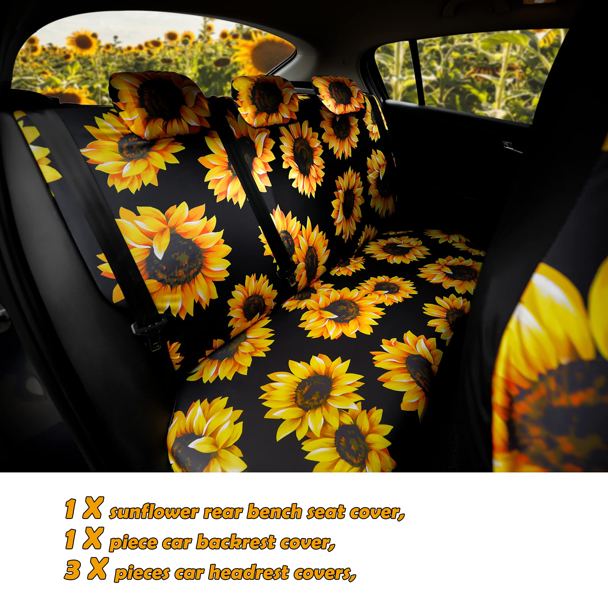 Sunflower Car Accessories Set - 17PC for Seat & Steering Wheel Covers