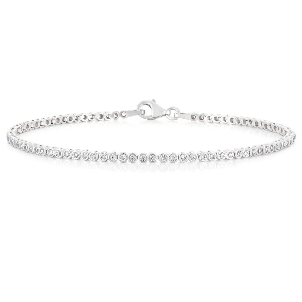 9ct White Gold 19cm Zirconia Tennis Bracelet for Women - Elegant Cubic Zirconia Tennis Chain Bracelet - Perfect for Weddings, Parties & Special Occasions