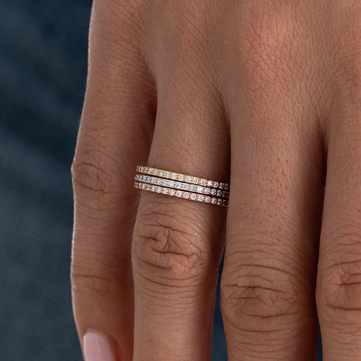 Diamond Stackable Eternity Bands for Women - 14K Gold Wedding Rings Set - Perfect for Anniversary, Engagement & Everyday Elegance
