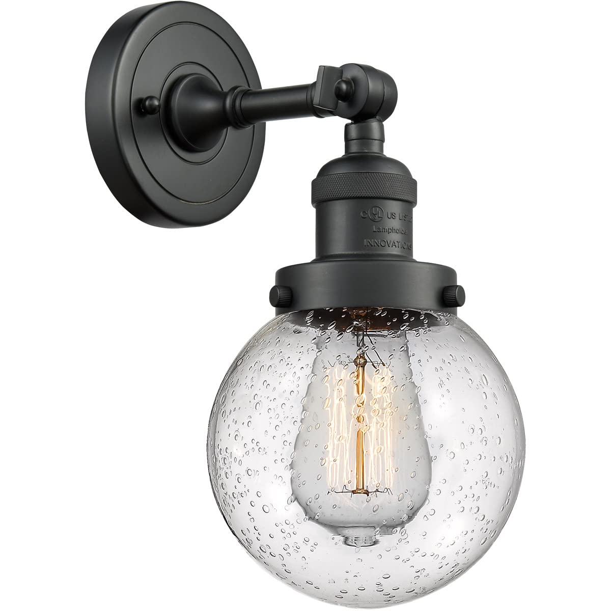 Innovations INNO203-BK-G204-6-LED Modern Black Wall Sconce Light with 6 LEDs - Perfect for Bedroom, Living Room, and Hallway Lighting