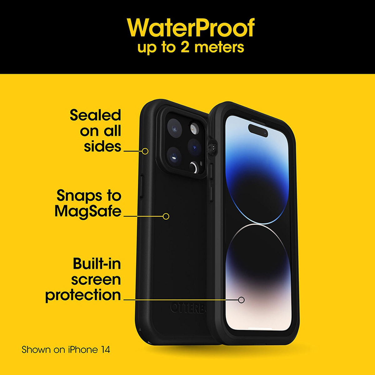 OtterBox Fre MagSafe Protective Phone Case for iPhone 15 Plus - Black | Shockproof & Wireless Charging Compatible | Perfect for Outdoor Adventures & Daily Use