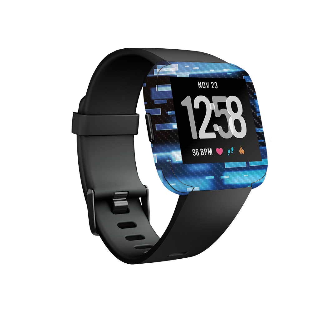 Premium Carbon Fiber Skin for Fitbit Versa - Space Blocks Design | Protective & Durable Textured Cover | Easy to Apply & Remove | Made in USA | Perfect for Workouts, Outdoor Activities & Daily Wear