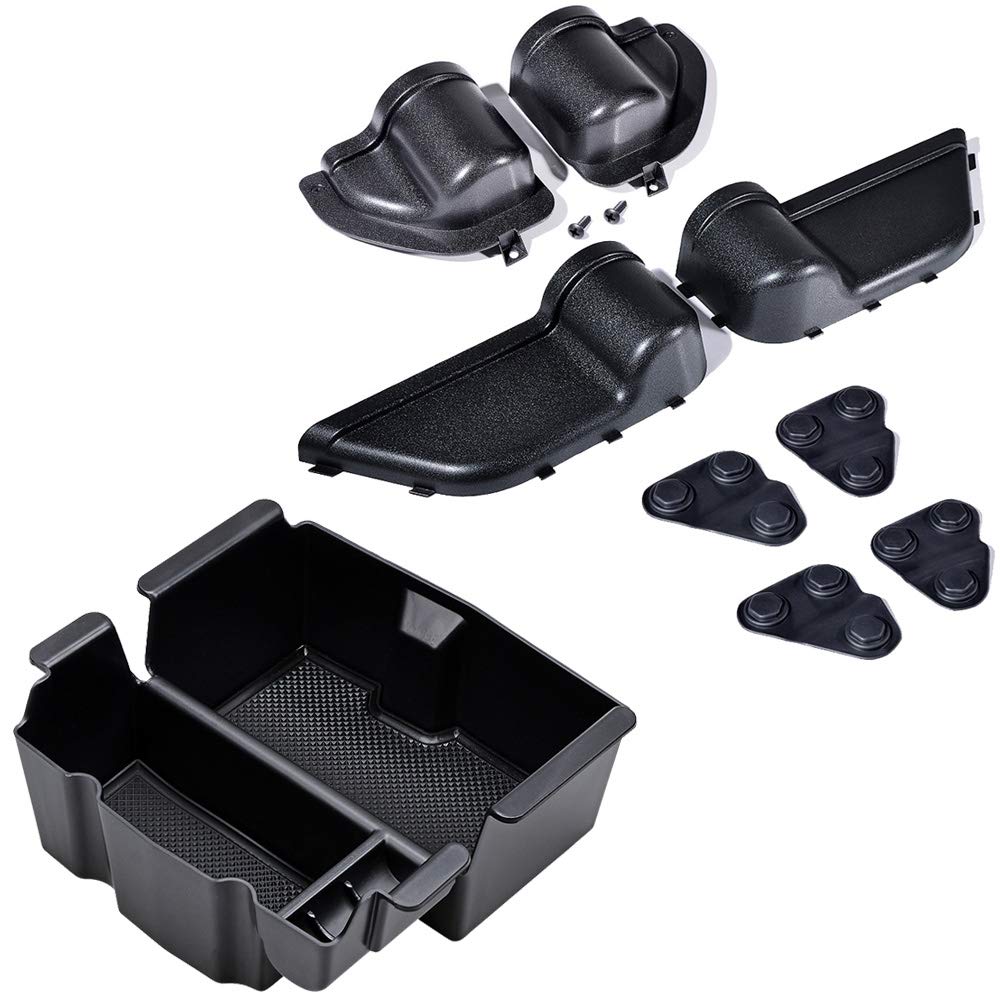 AstraDepot Add-On Armrest Secondary Storage Box with Front & Rear Door Side Storage & Cup Holder + Door Screw Protector Cover Trim Kit for 2018-2020 Jeep Wrangler JL - Perfect for Off-Road Adventures & Daily Commutes