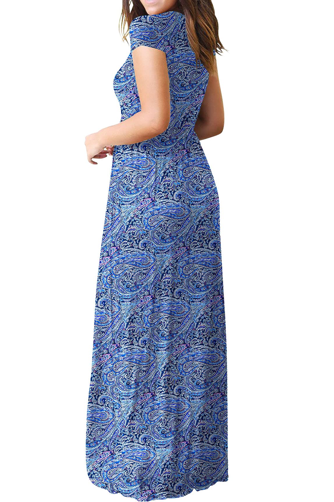 GRECERELLE Women's Summer Short Sleeve Maxi Dress with Pockets - Casual Flowy Long Dress for Beach, Vacation & Everyday Wear
