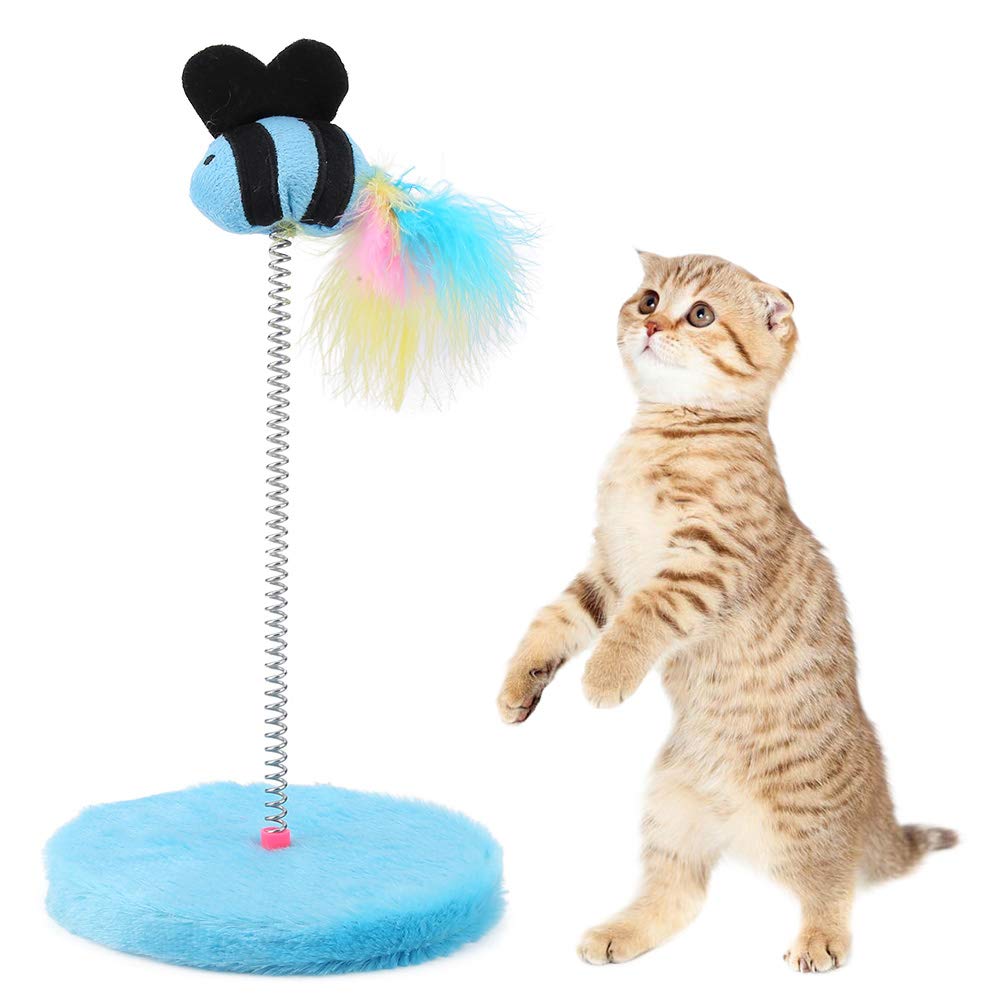 Mini Cat Interactive Toy - Spring Fish Toy for Pets to Play, Jump & Catch - Blue - Perfect for Indoor Play & Exercise
